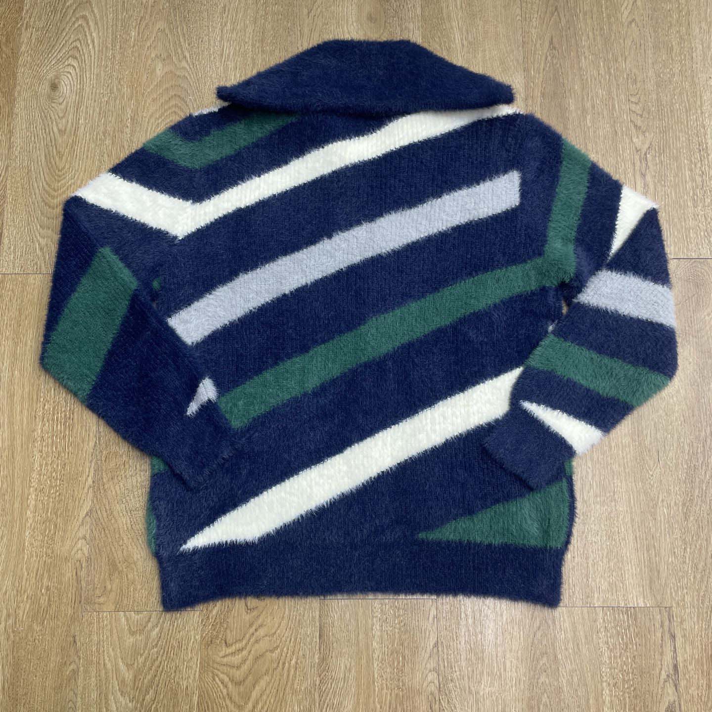 Casablanca Striped Fluffy Zip Up Jumper     D0106 - DopestKickz