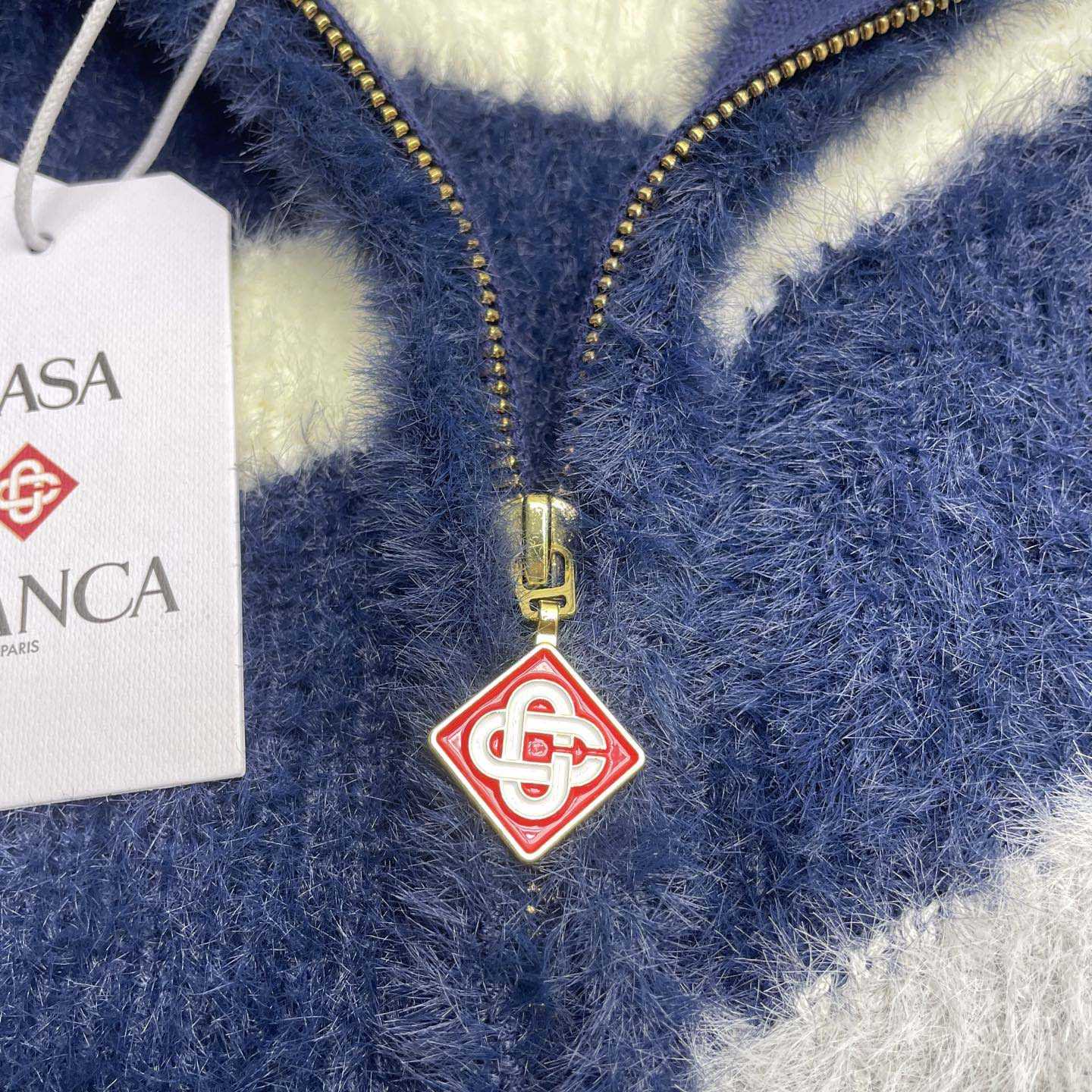 Casablanca Striped Fluffy Zip Up Jumper     D0106 - DopestKickz