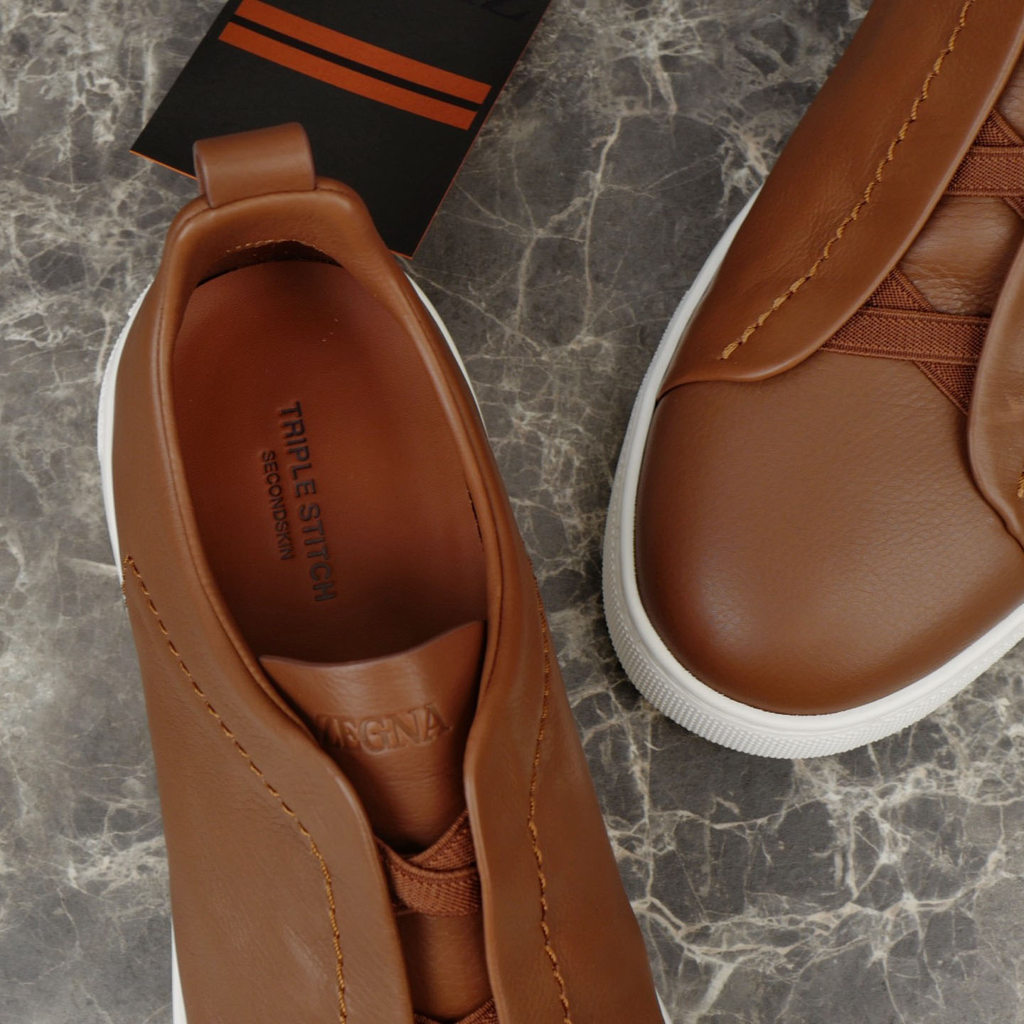 Zegna Beige Secondskin Triple Stitch™ Sneakers - DopestKickz