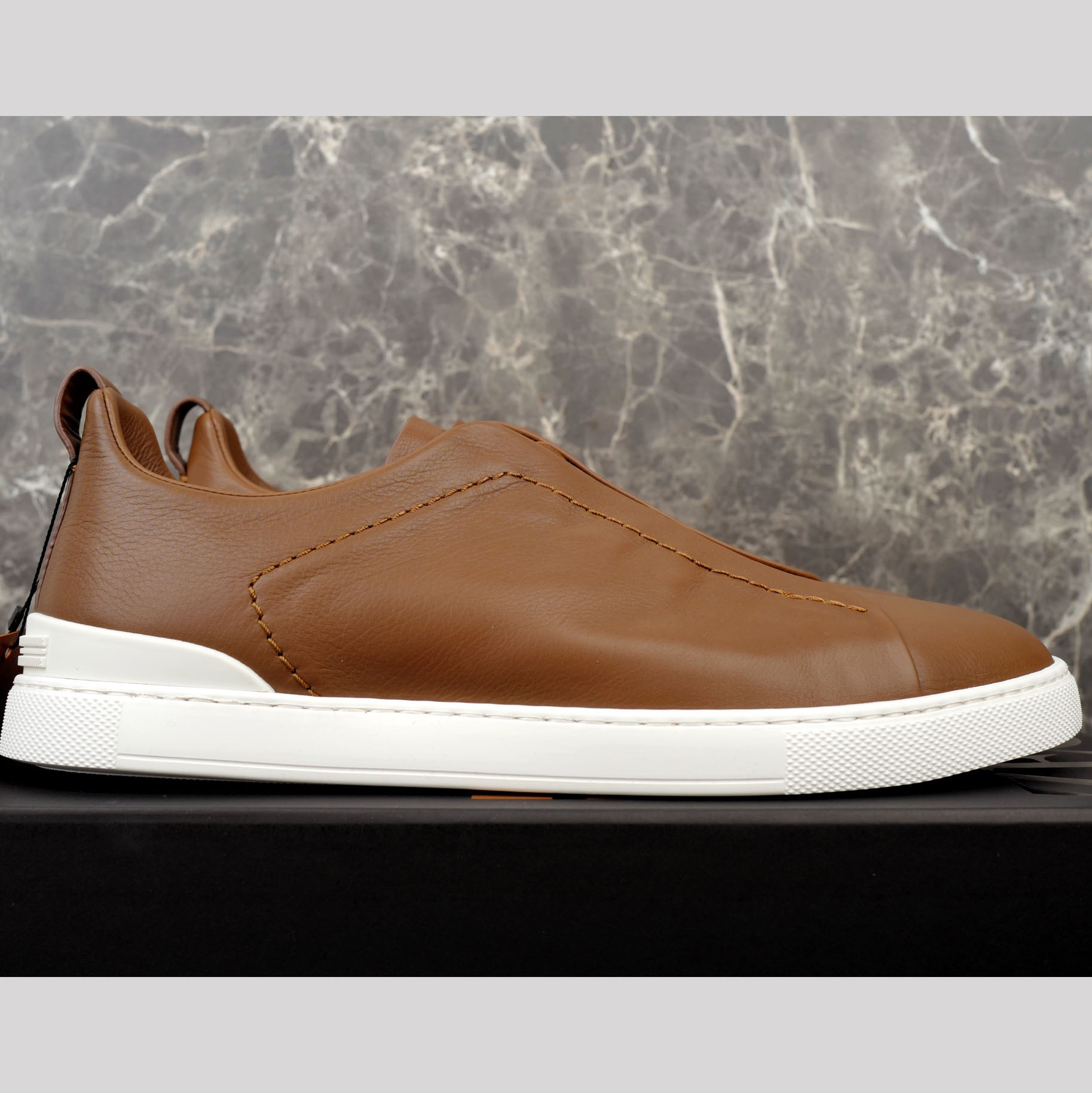 Zegna Beige Secondskin Triple Stitch™ Sneakers - DopestKickz