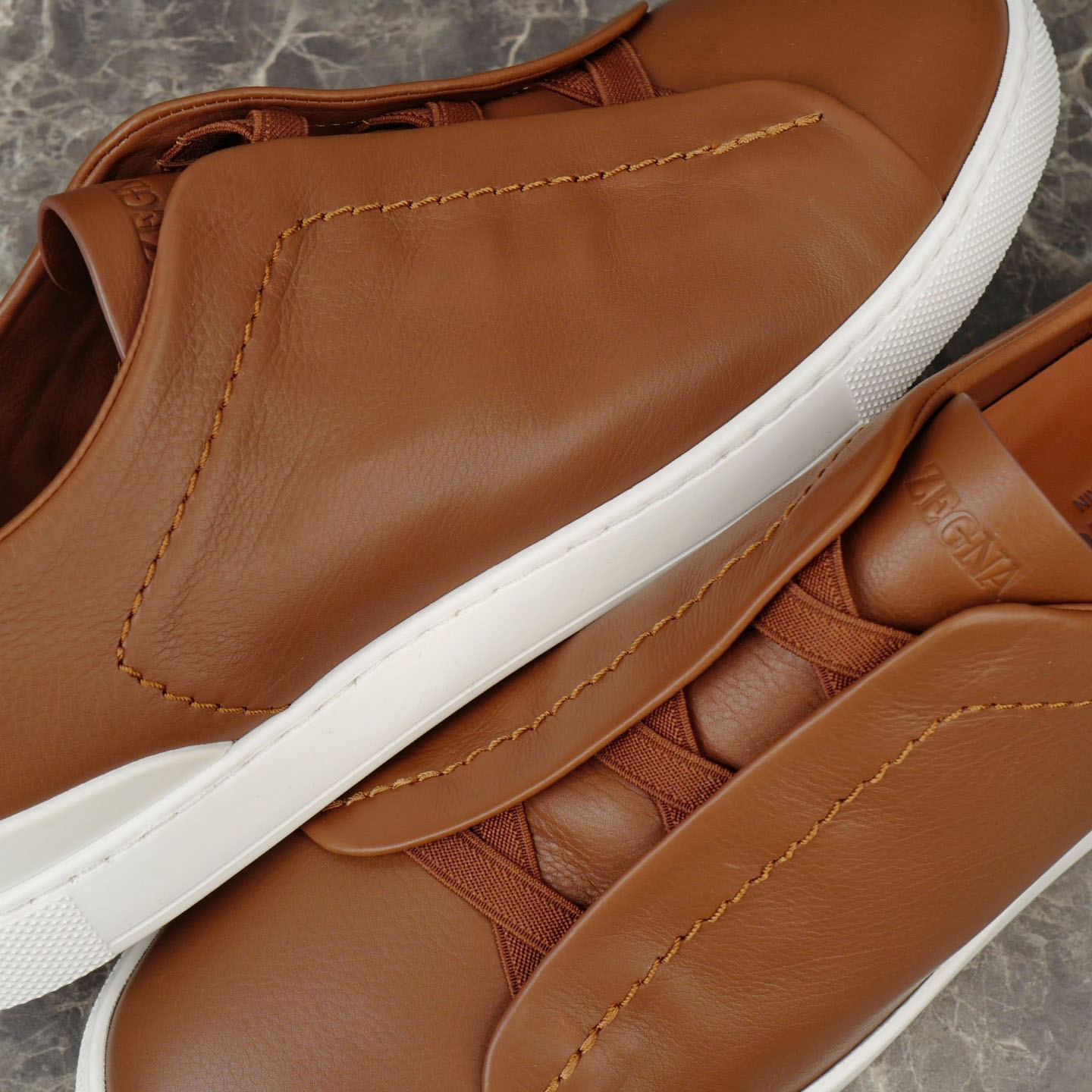 Zegna Beige Secondskin Triple Stitch™ Sneakers - DopestKickz