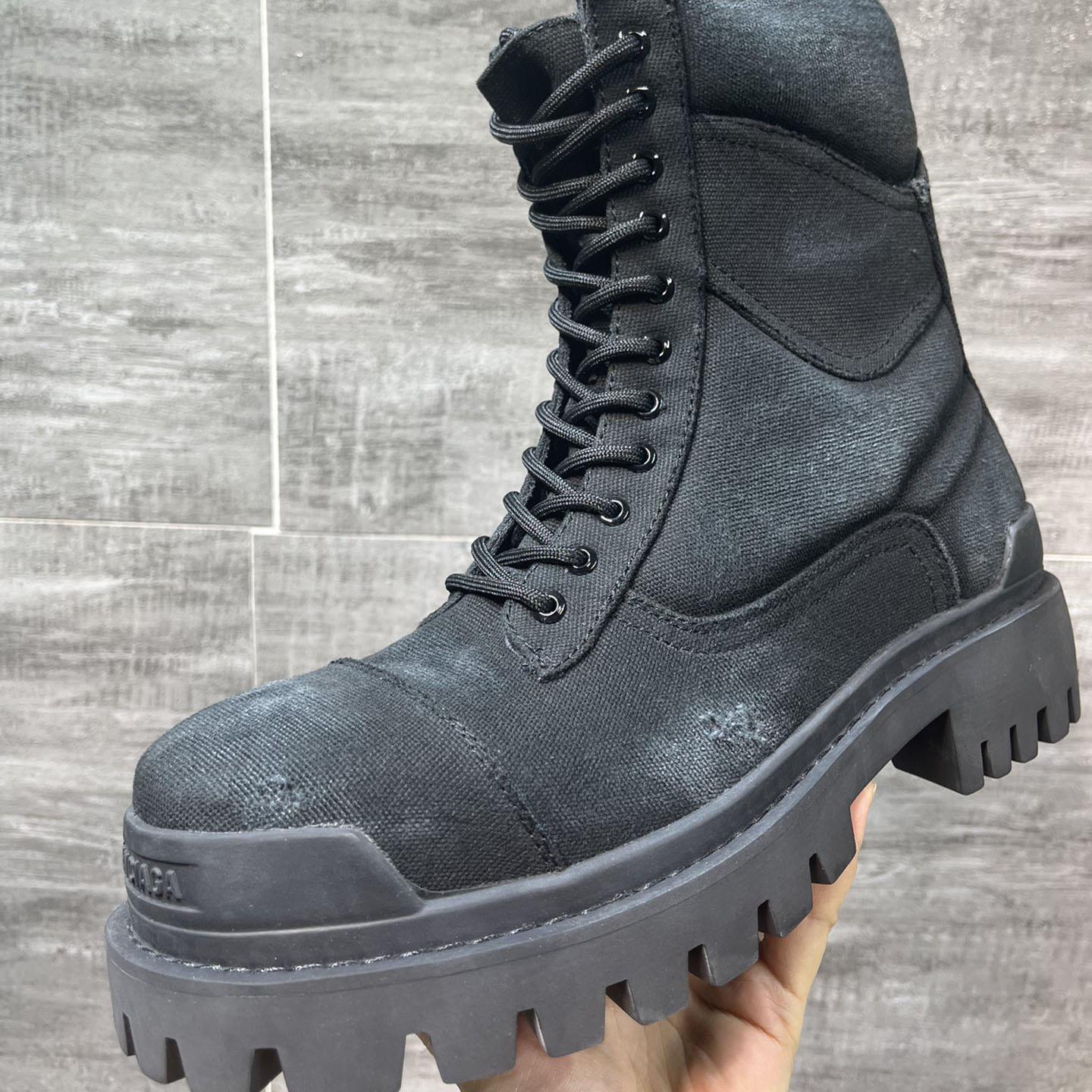 Balenciaga Combat Strike 20mm Boot In Black Cotton Canvas - DopestKickz