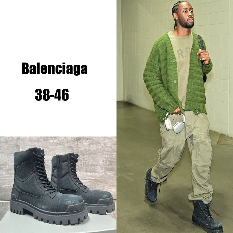 Balenciaga Combat Strike 20mm Boot In Black Cotton Canvas - DopestKickz
