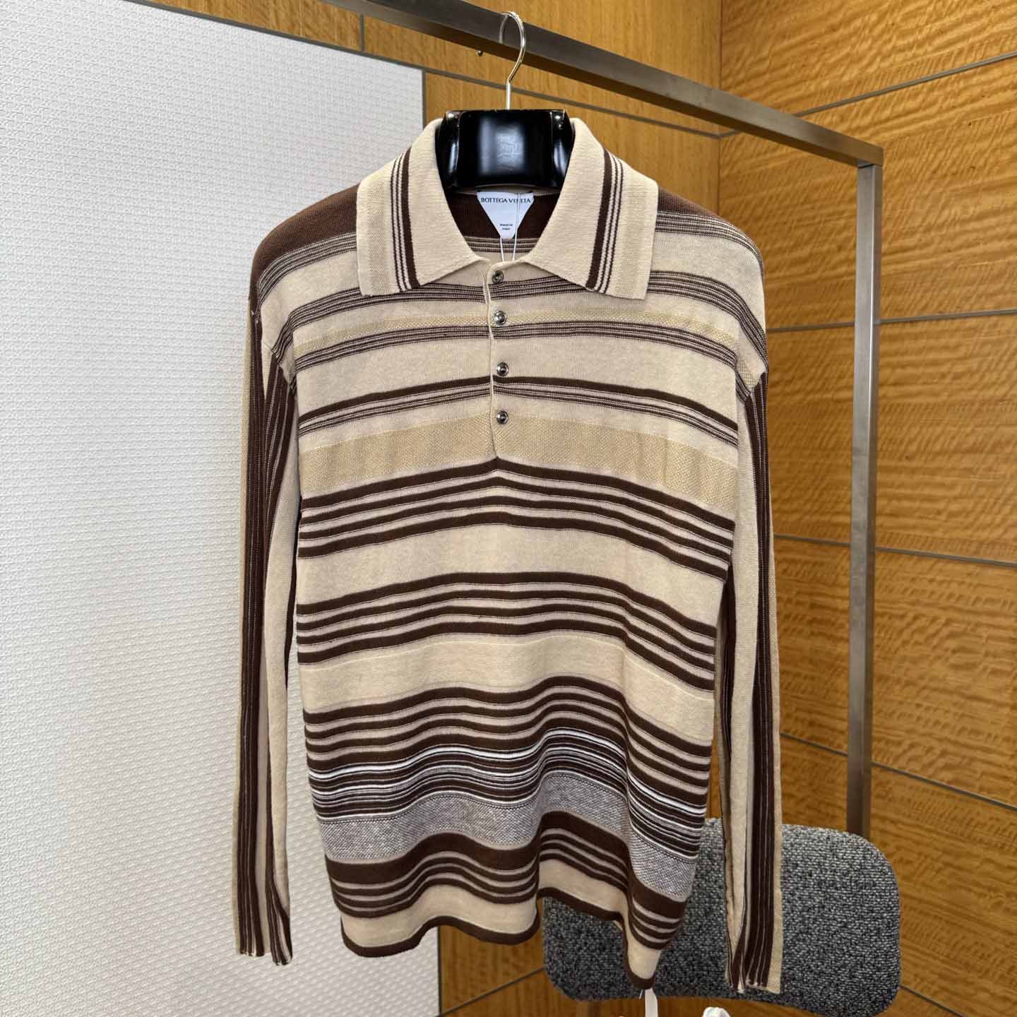 Bottega Veneta Men's Striped Linen-Blend Polo Shirt - DopestKickz