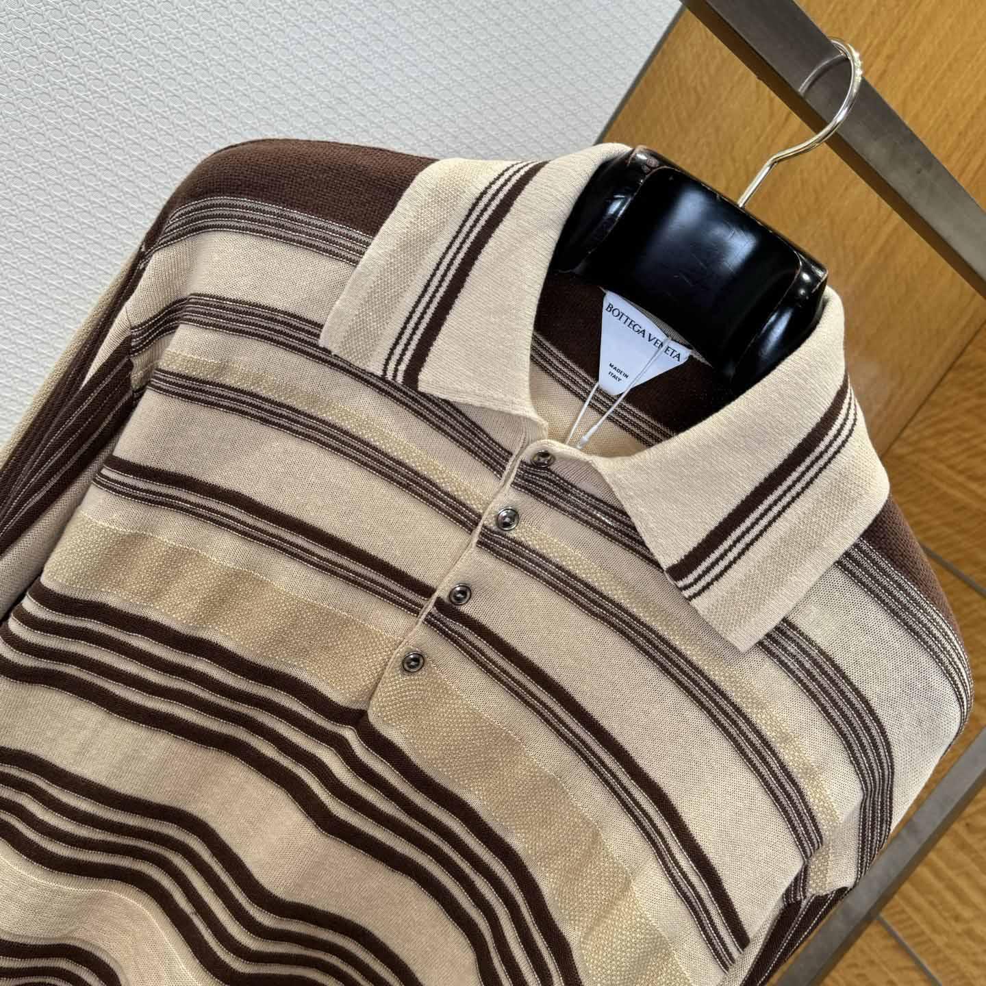 Bottega Veneta Men's Striped Linen-Blend Polo Shirt - DopestKickz