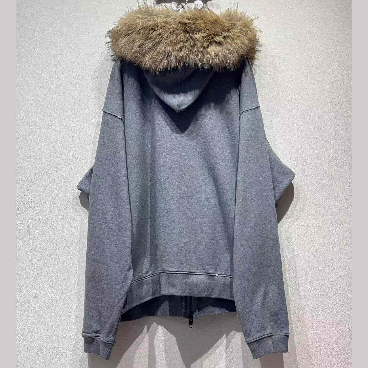 Balenciaga Luxury Script Oversized Zip-Up Hoodie In Dark Heather Grey - DopestKickz