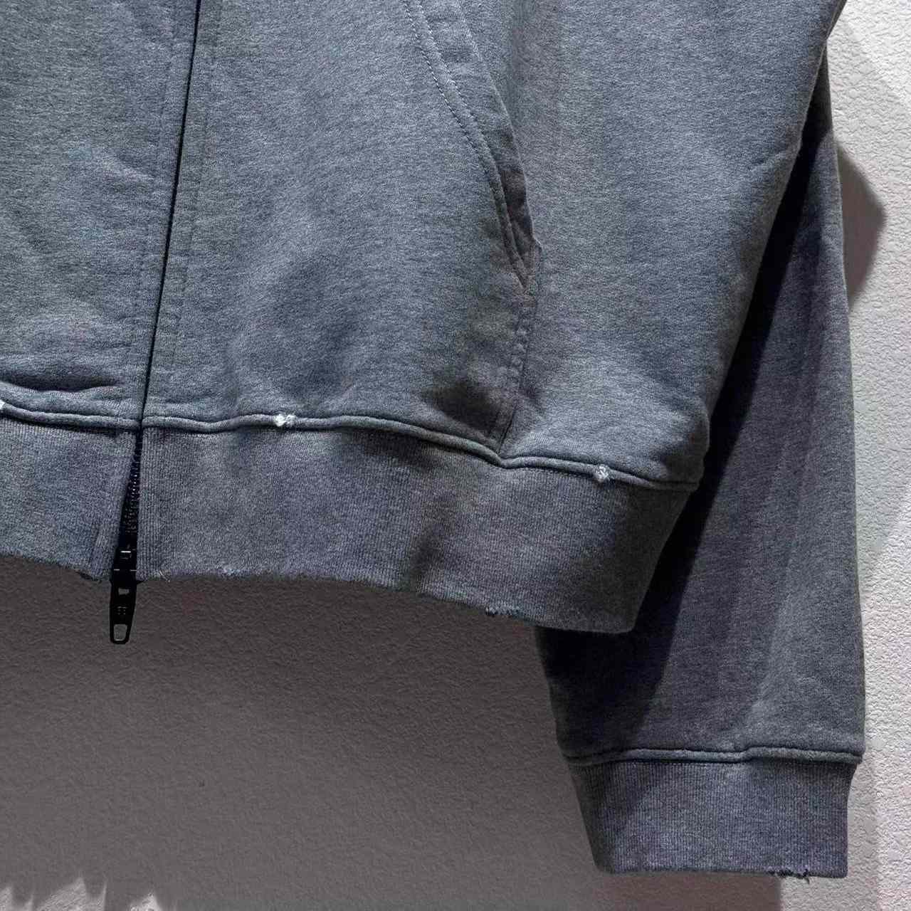 Balenciaga Luxury Script Oversized Zip-Up Hoodie In Dark Heather Grey - DopestKickz