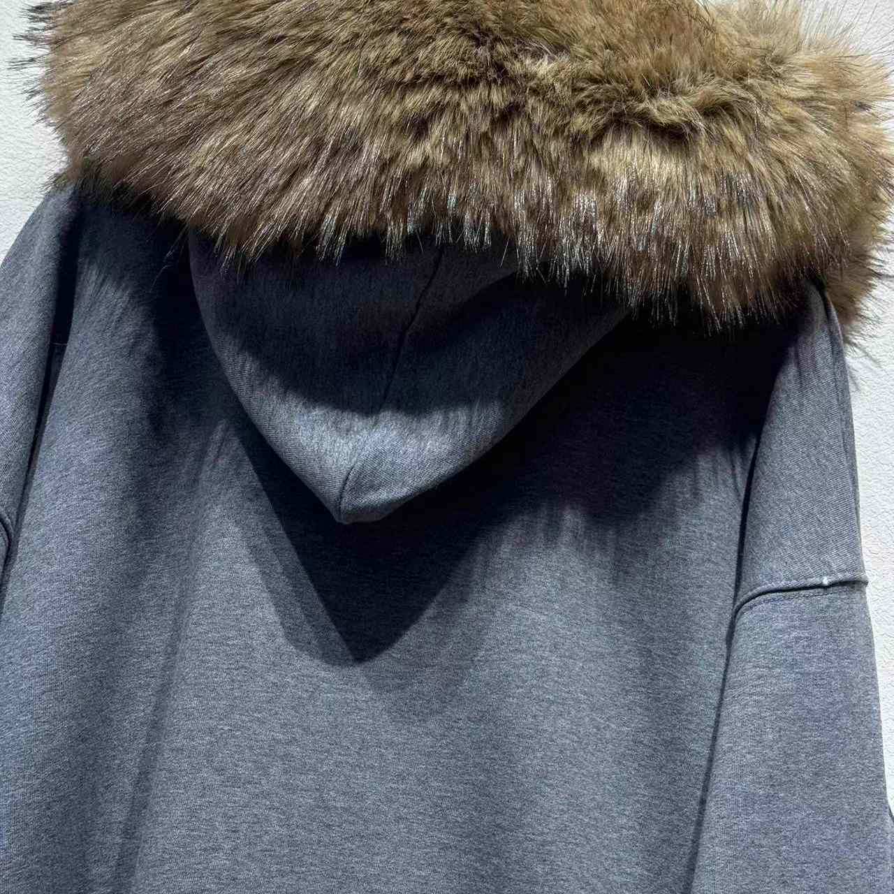 Balenciaga Luxury Script Oversized Zip-Up Hoodie In Dark Heather Grey - DopestKickz