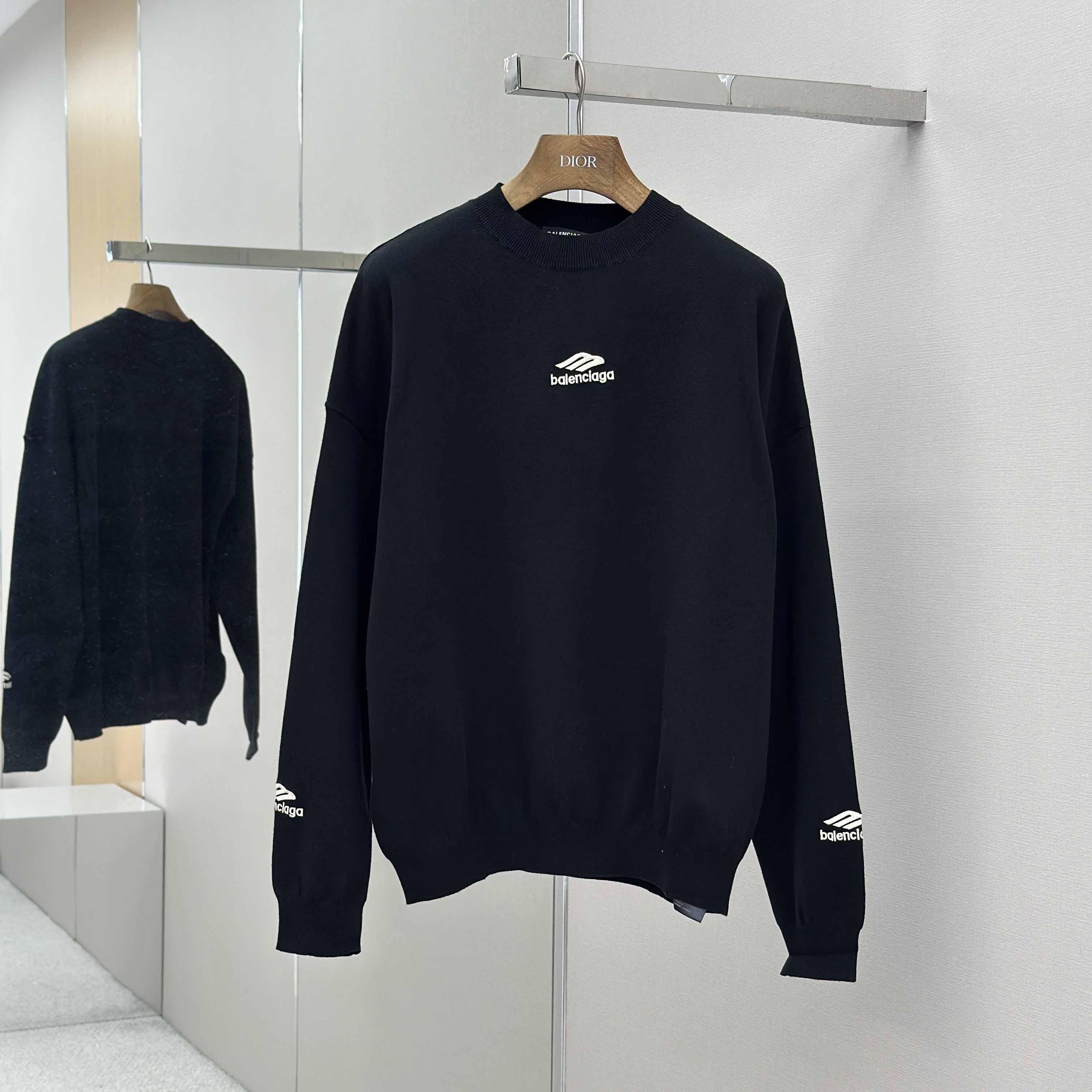 Balenciaga Ski Crewneck Sweater In Black - DopestKickz