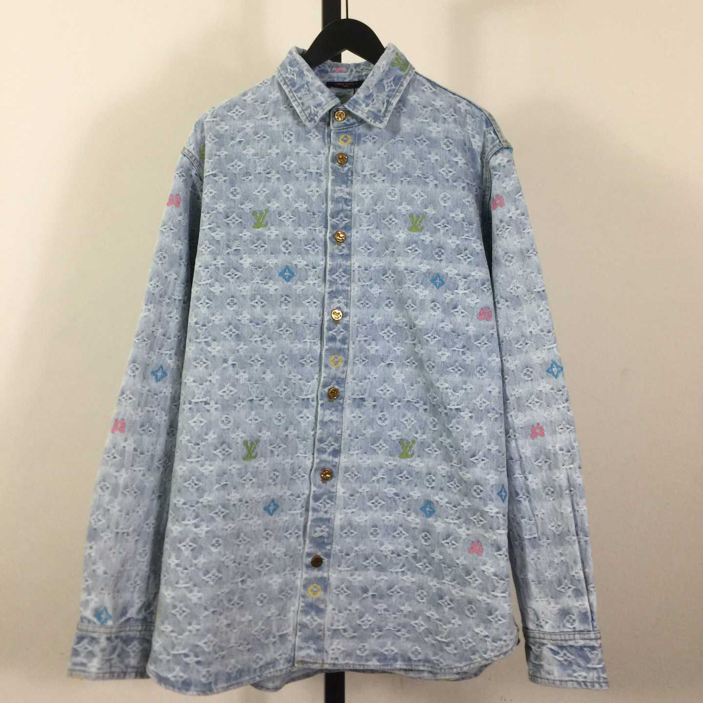 Louis Vuitton Tyler Colorful Card Denim Shirt - DopestKickz