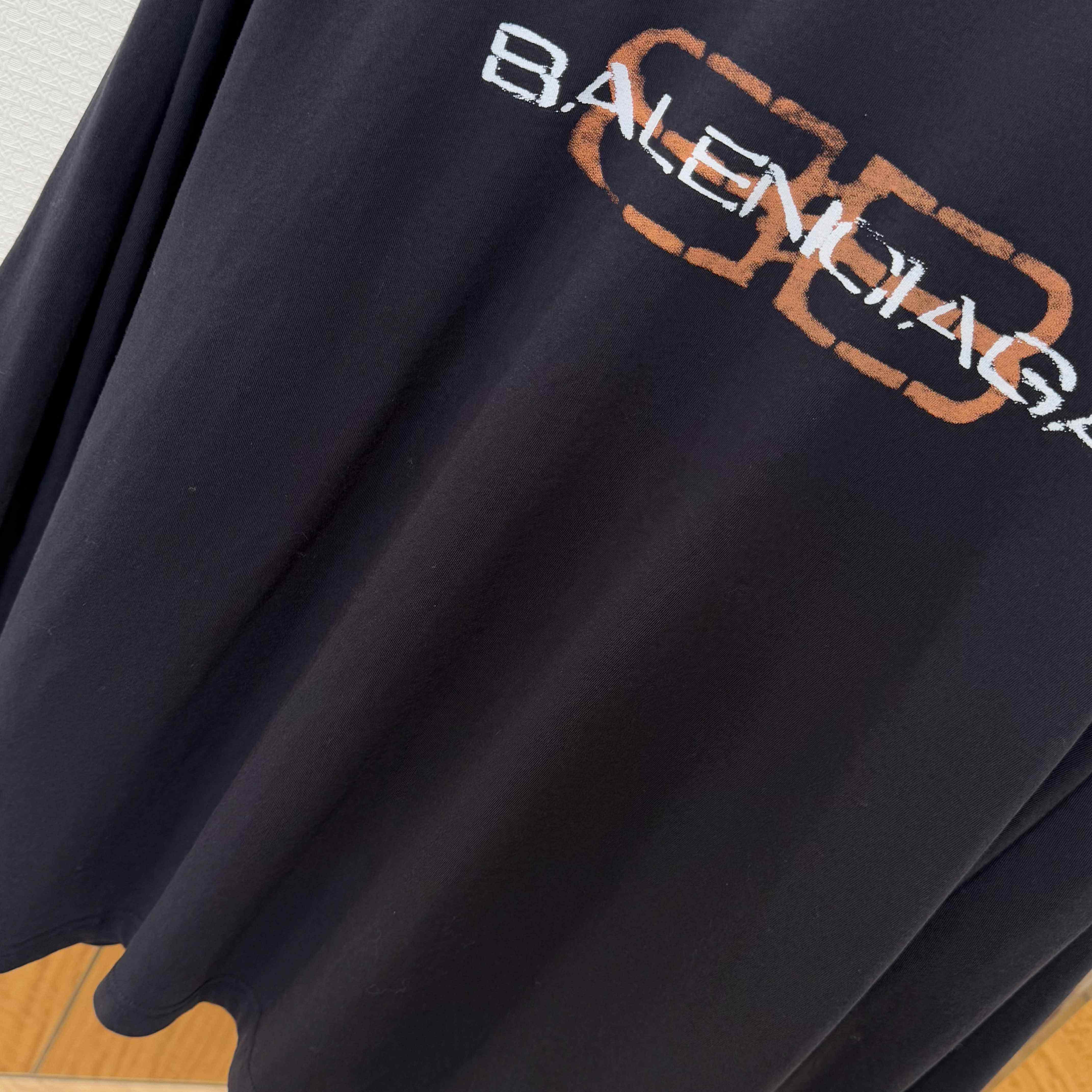 Balenciaga BB Icon Stencil Long Sleeve T-Shirt Large Fit in Black Faded  - DopestKickz