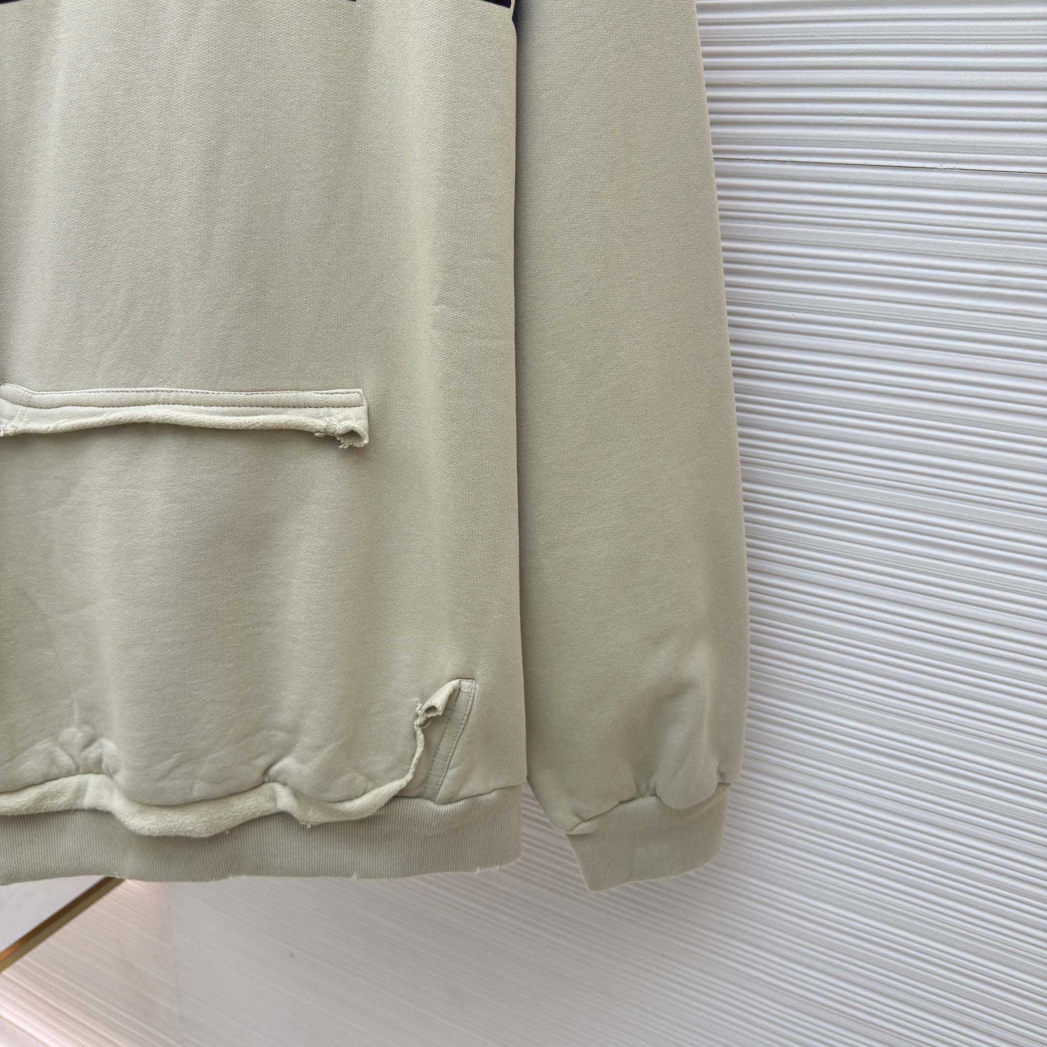Balenciaga Tape Type Ripped Hoodie In Beige Dry leece - DopestKickz