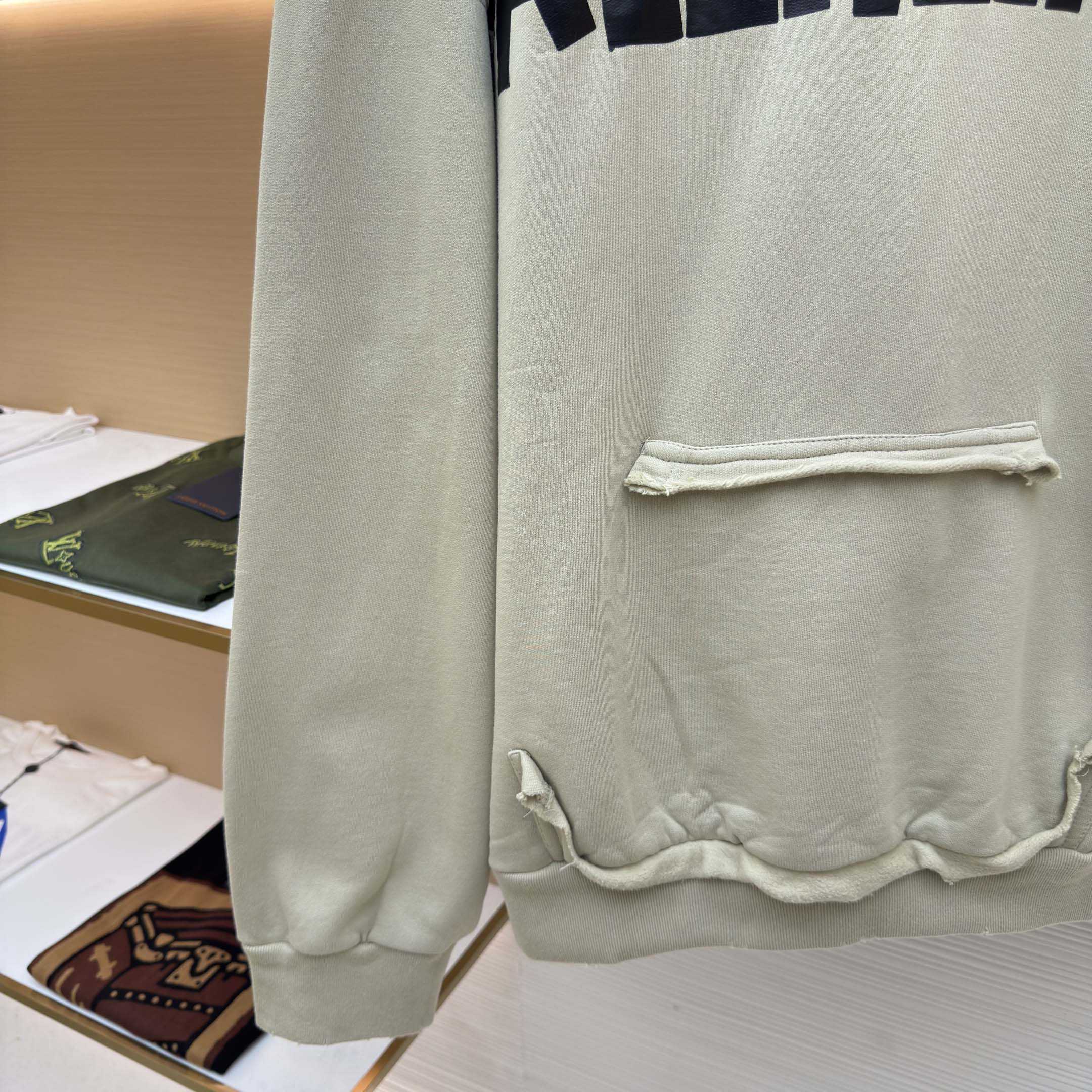 Balenciaga Tape Type Ripped Hoodie In Beige Dry leece - DopestKickz