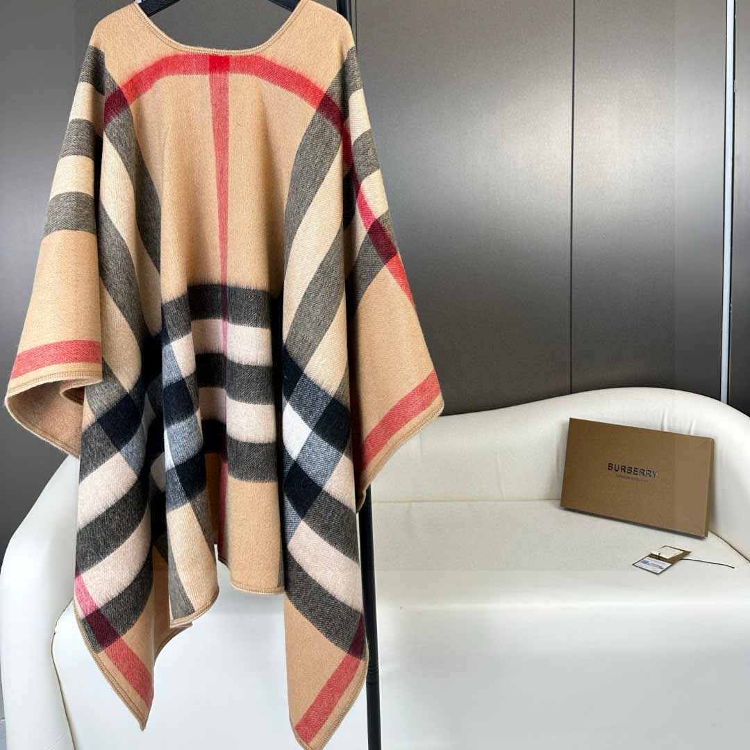 Burberry Reversible Monogram Wool Cashmere Jacquard Cape - DopestKickz