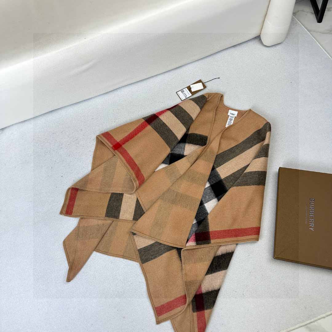 Burberry Reversible Monogram Wool Cashmere Jacquard Cape - DopestKickz