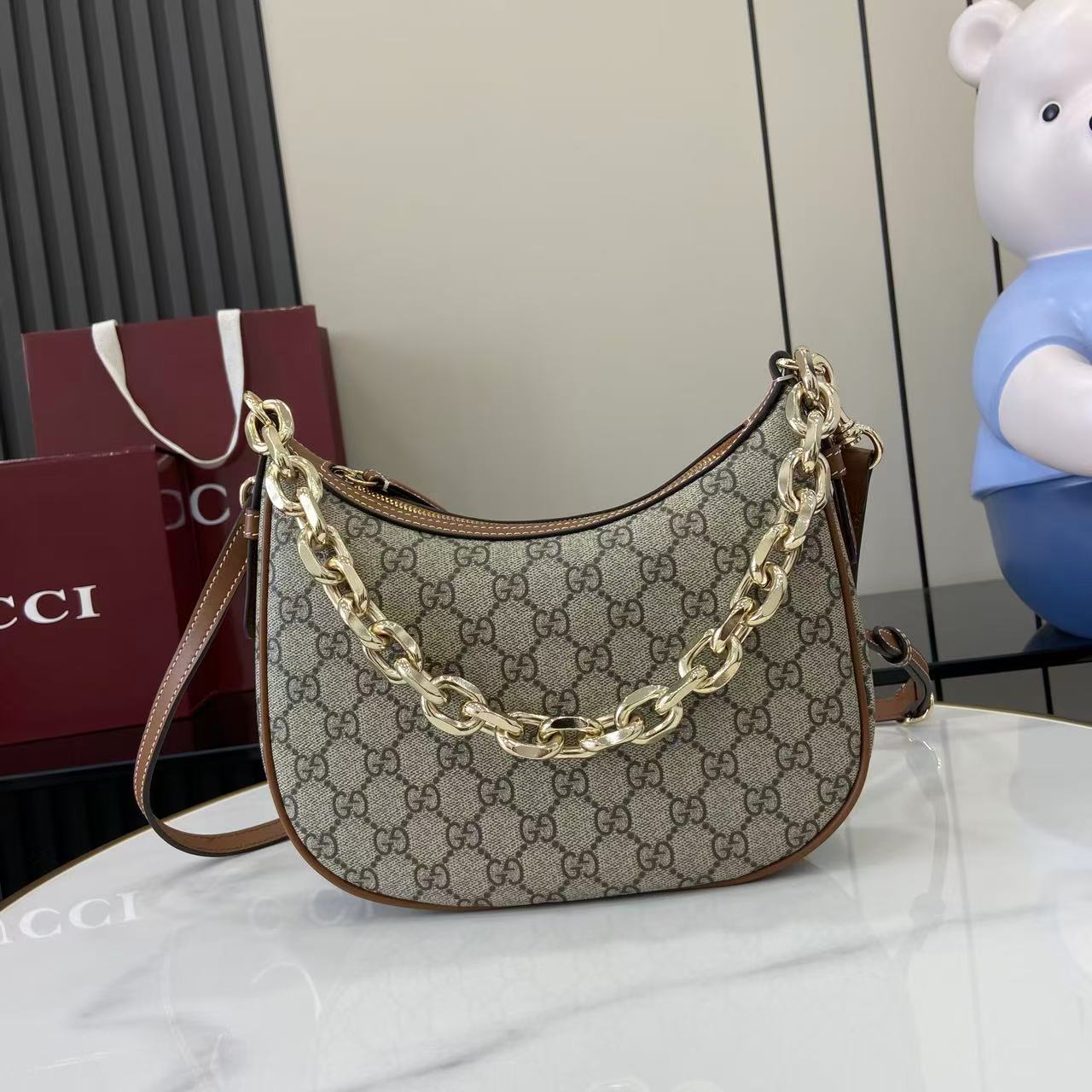 Gucci GG Emblem Medium Shoulder Bag - DopestKickz