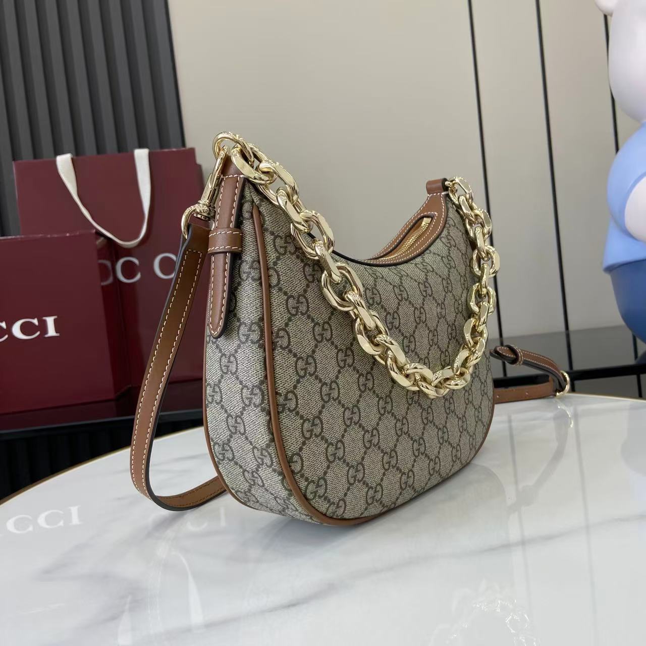 Gucci GG Emblem Medium Shoulder Bag - DopestKickz