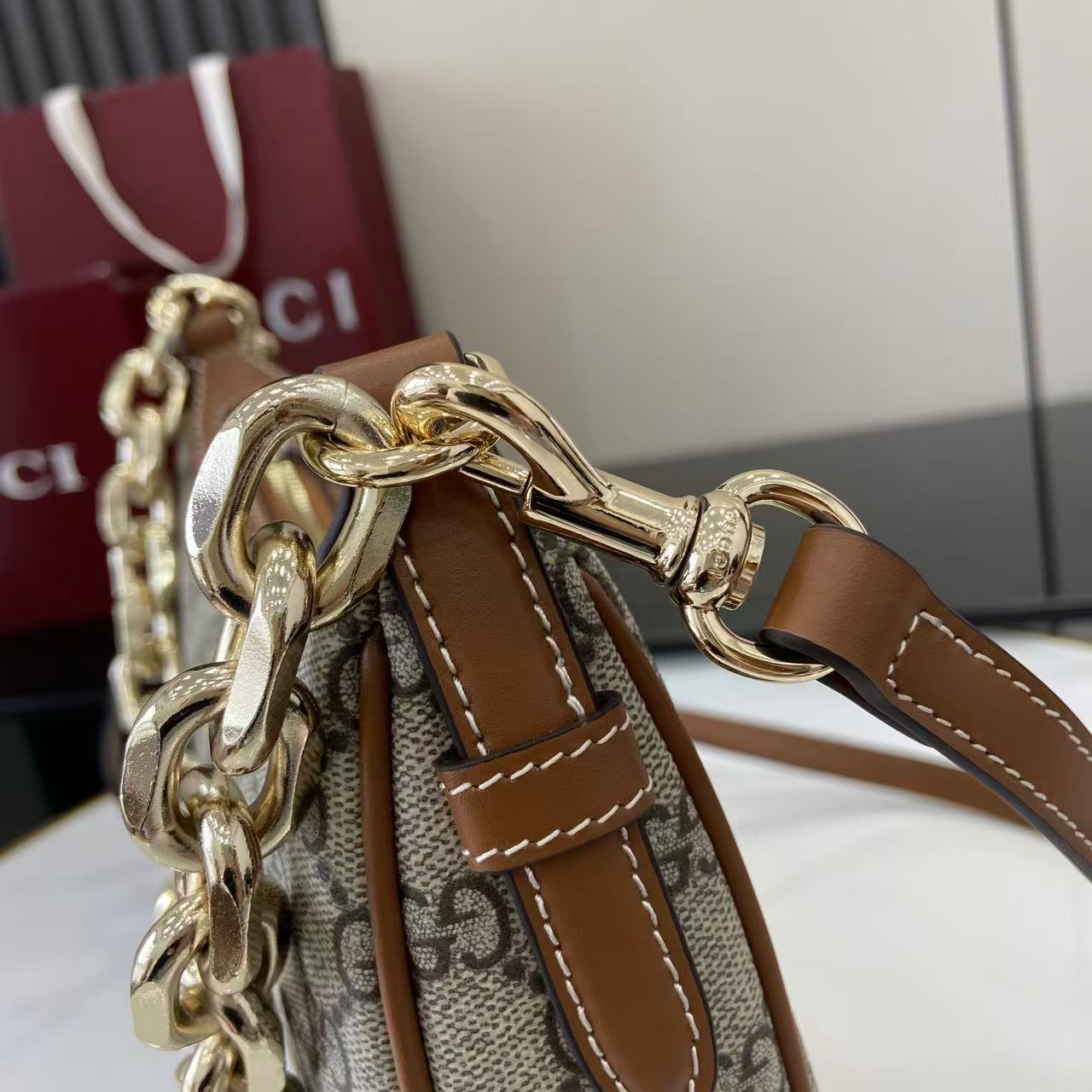 Gucci GG Emblem Medium Shoulder Bag - DopestKickz