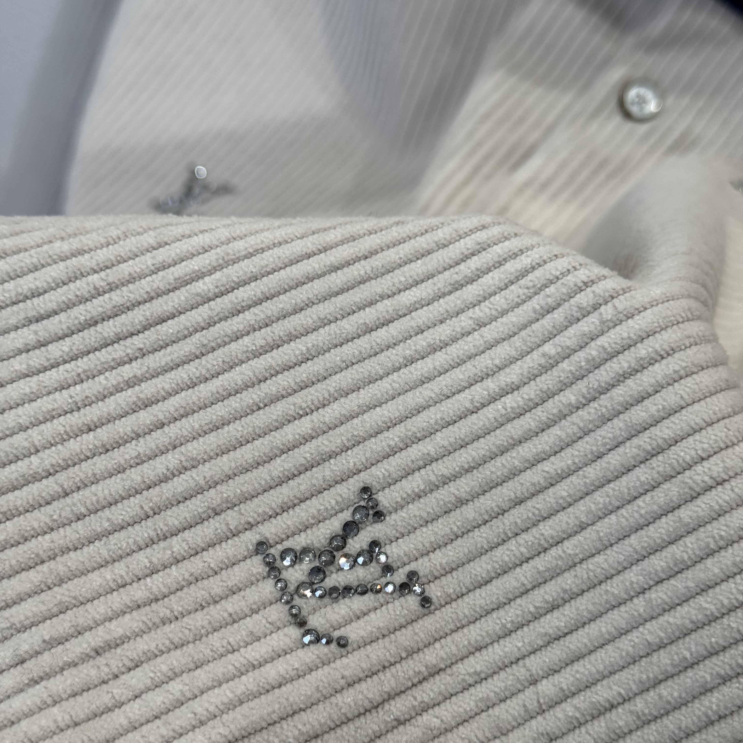 Louis Vuitton LV Blason Embellished Long-Sleeved Corduroy Shirt   1AIKBT - DopestKickz