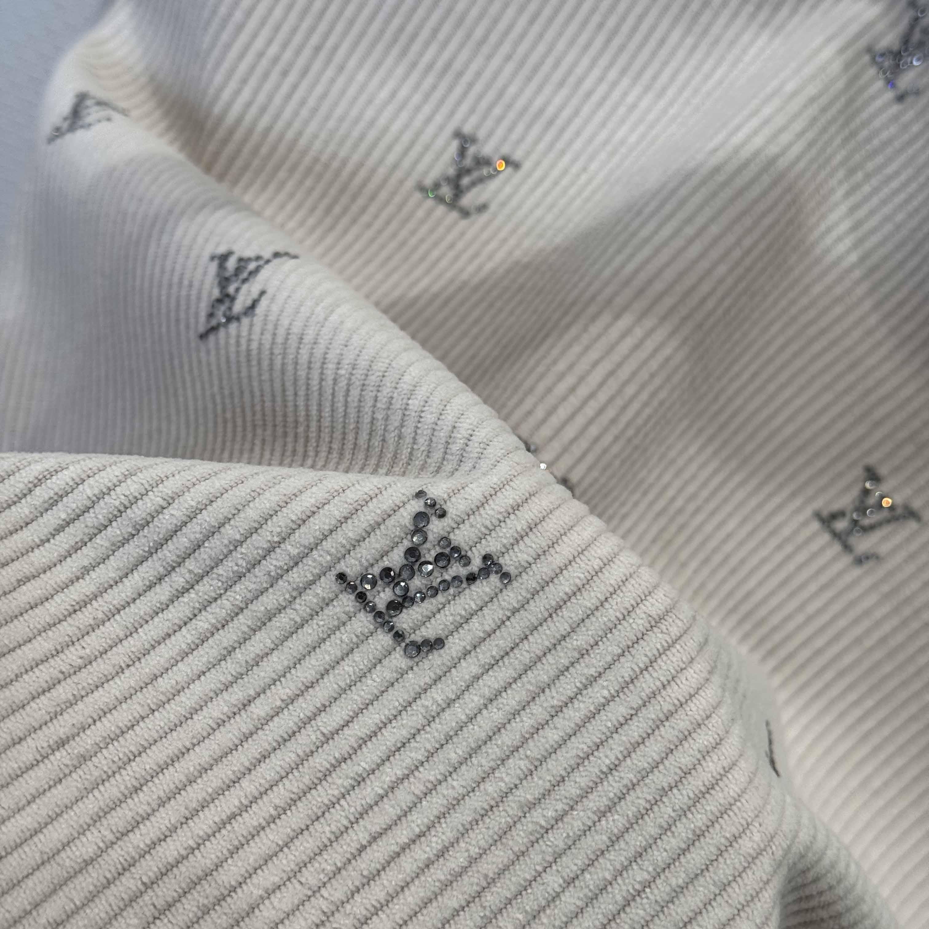 Louis Vuitton LV Blason Embellished Long-Sleeved Corduroy Shirt   1AIKBT - DopestKickz