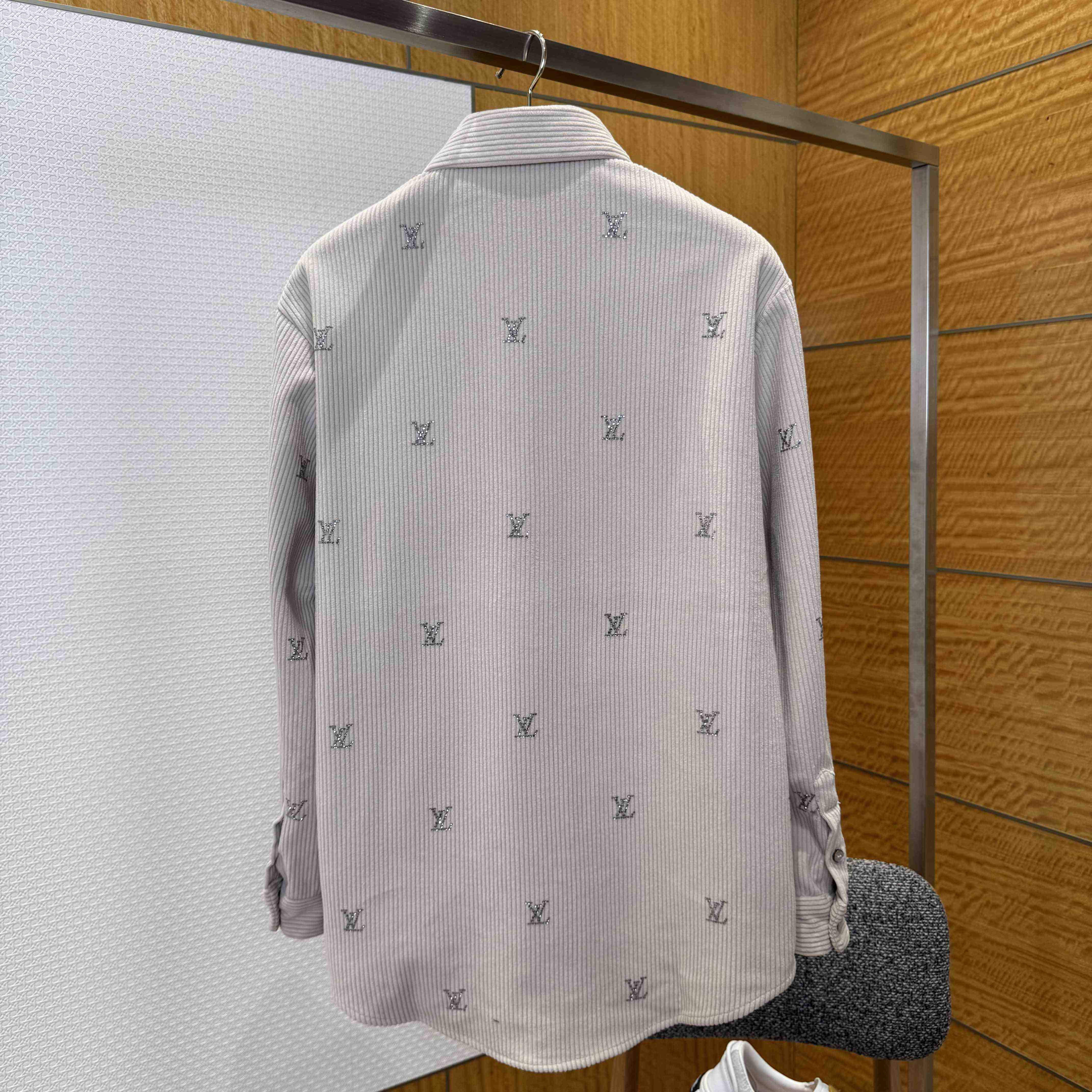Louis Vuitton LV Blason Embellished Long-Sleeved Corduroy Shirt   1AIKBT - DopestKickz