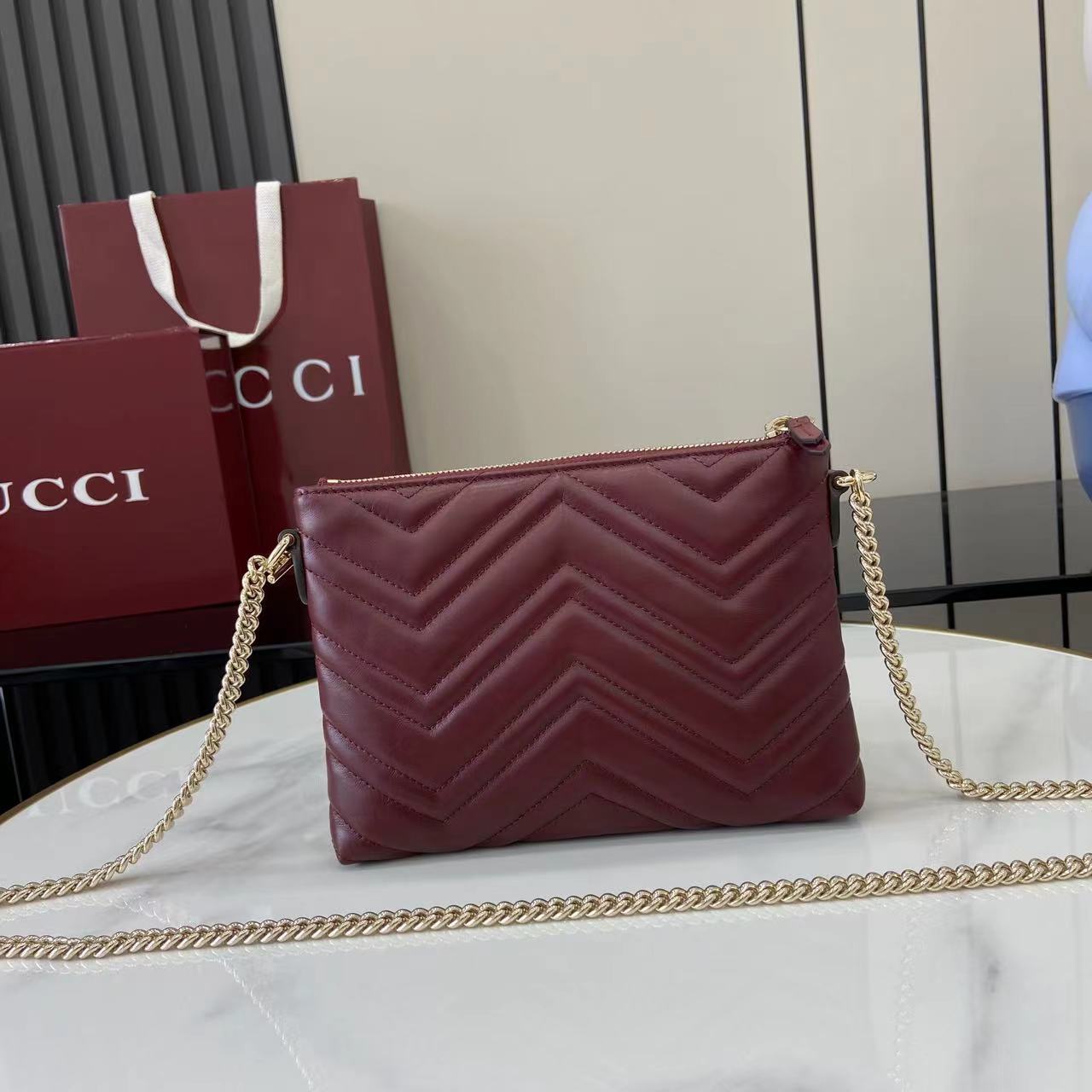 Gucci GG Marmont Pochette With Chain - DopestKickz