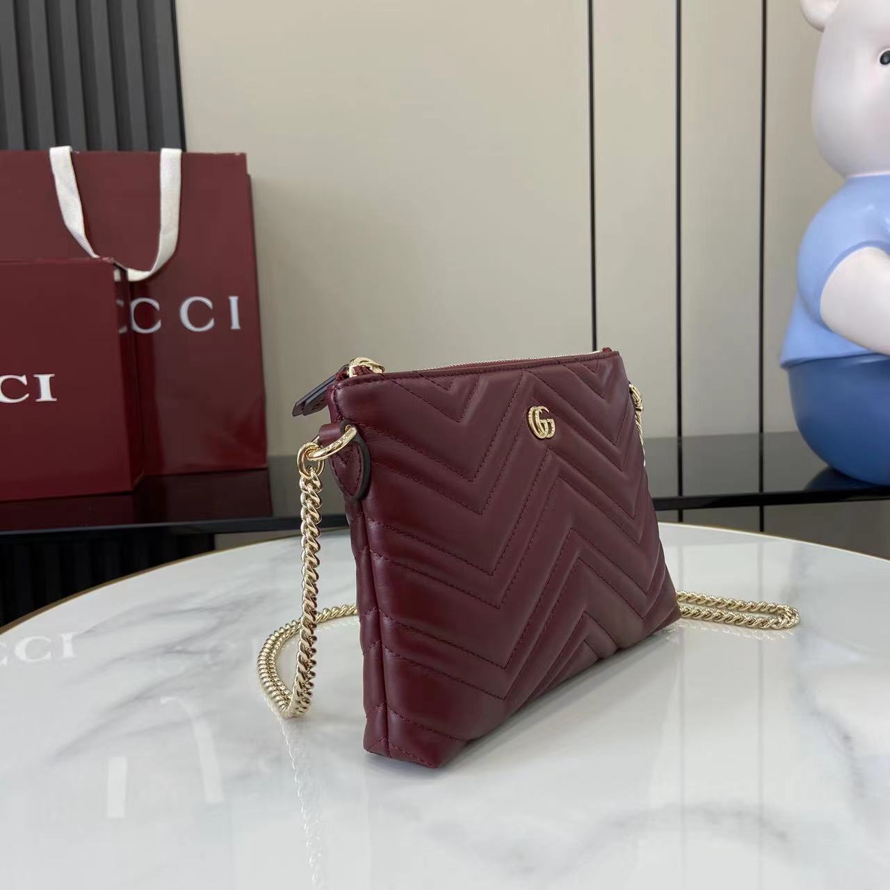 Gucci GG Marmont Pochette With Chain - DopestKickz