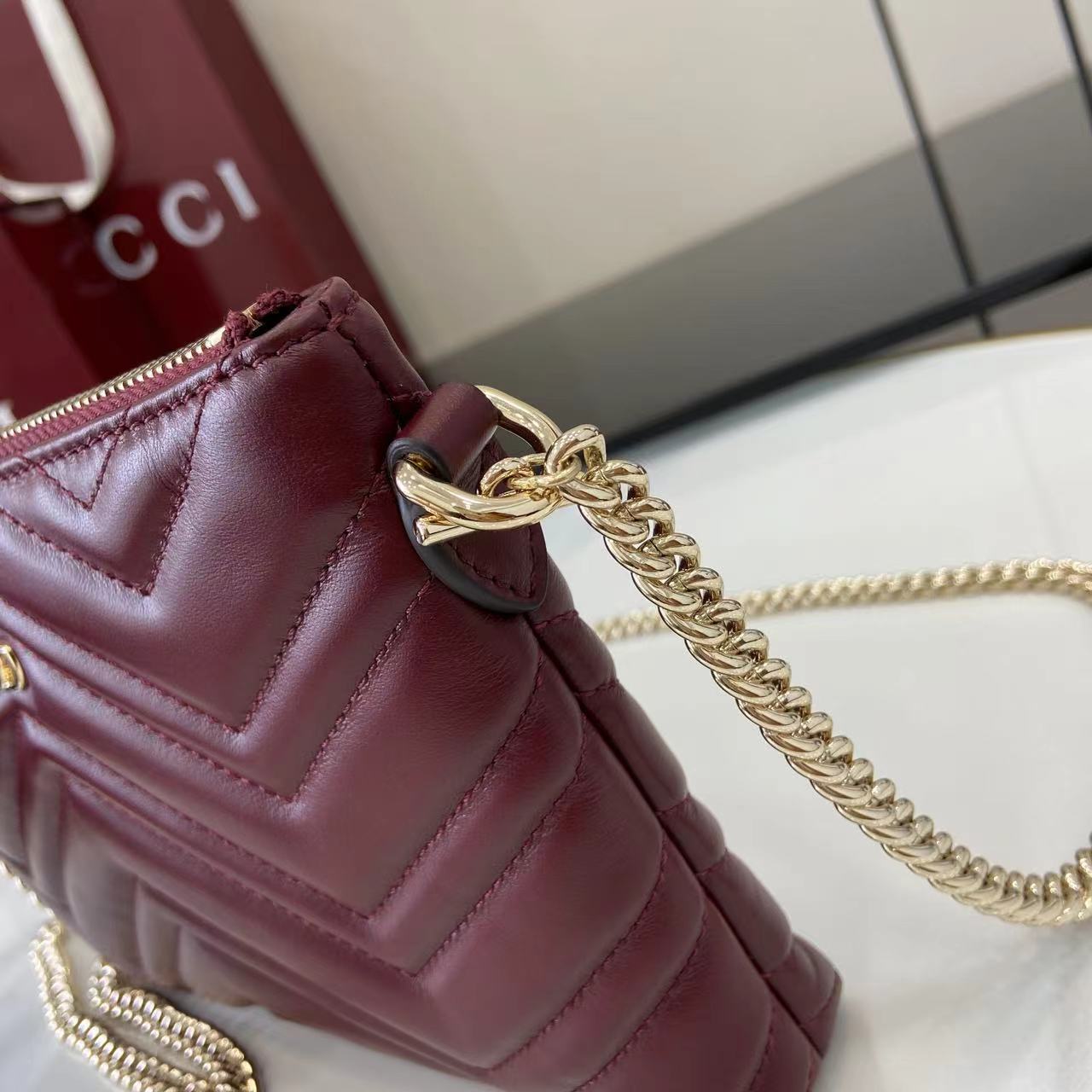 Gucci GG Marmont Pochette With Chain - DopestKickz