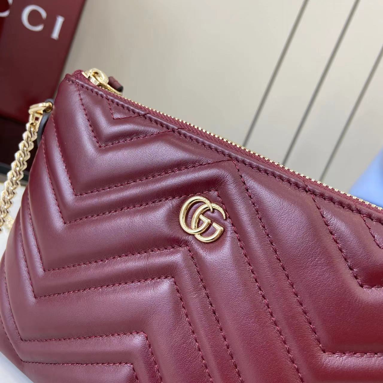 Gucci GG Marmont Pochette With Chain - DopestKickz