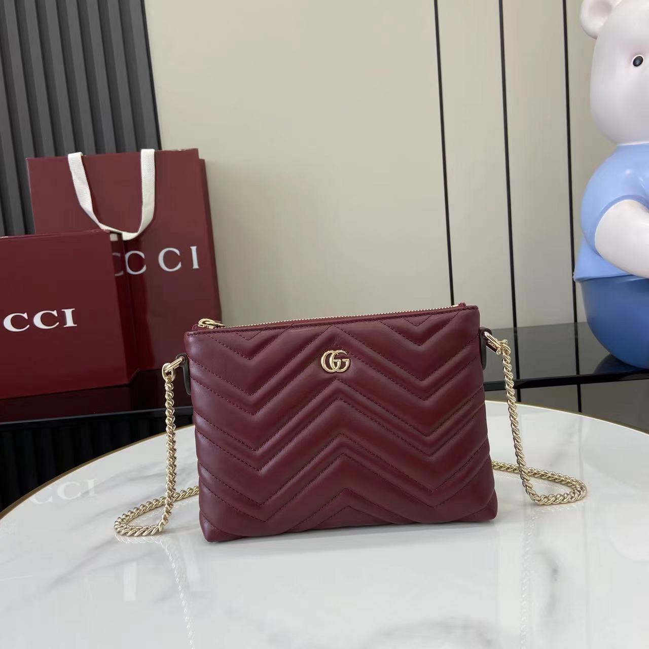 Gucci GG Marmont Pochette With Chain - DopestKickz