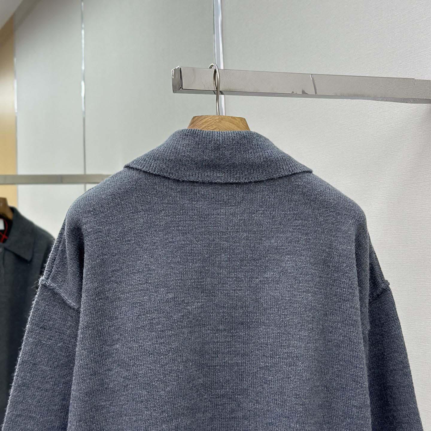 AMI Paris Grey Wool Ami De Coeur Polo - DopestKickz