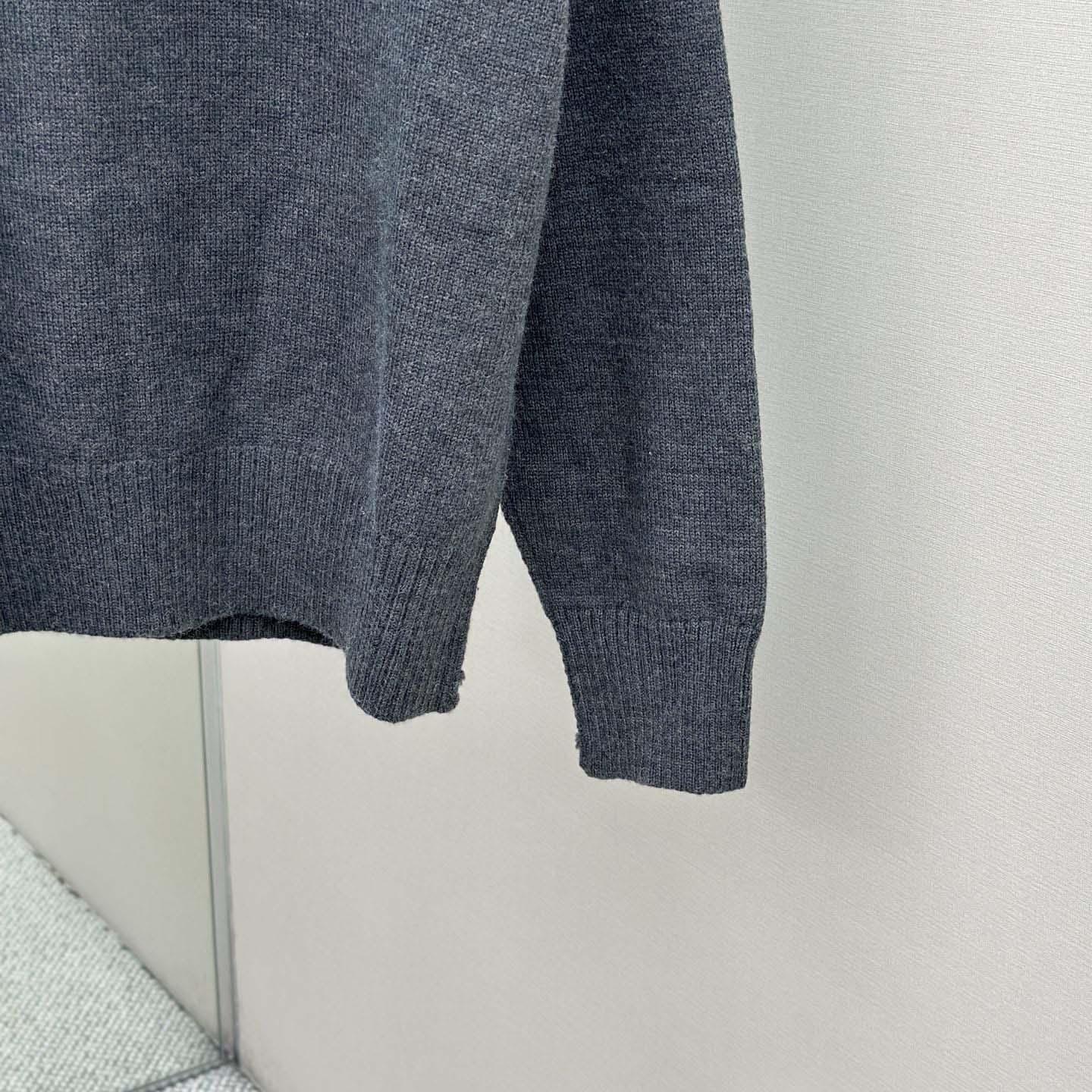 AMI Paris Grey Wool Ami De Coeur Polo - DopestKickz