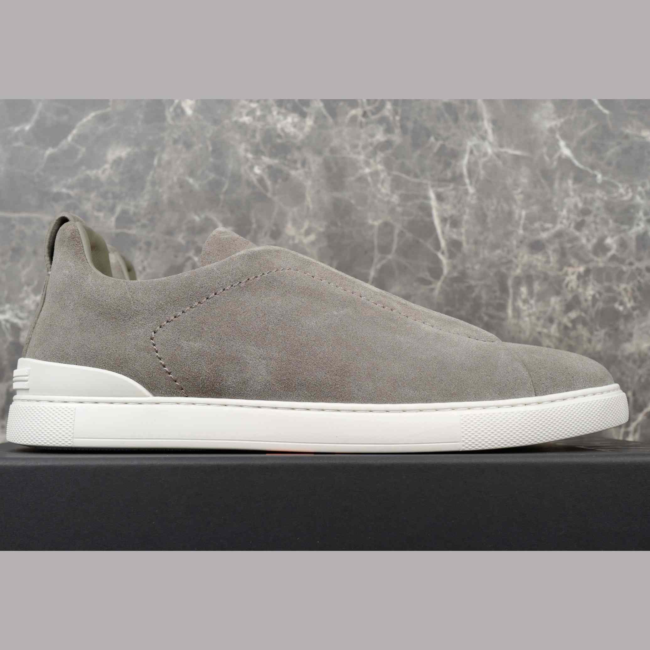Zegna Utility Blue suede Triple Stitch™ Sneakers - DopestKickz