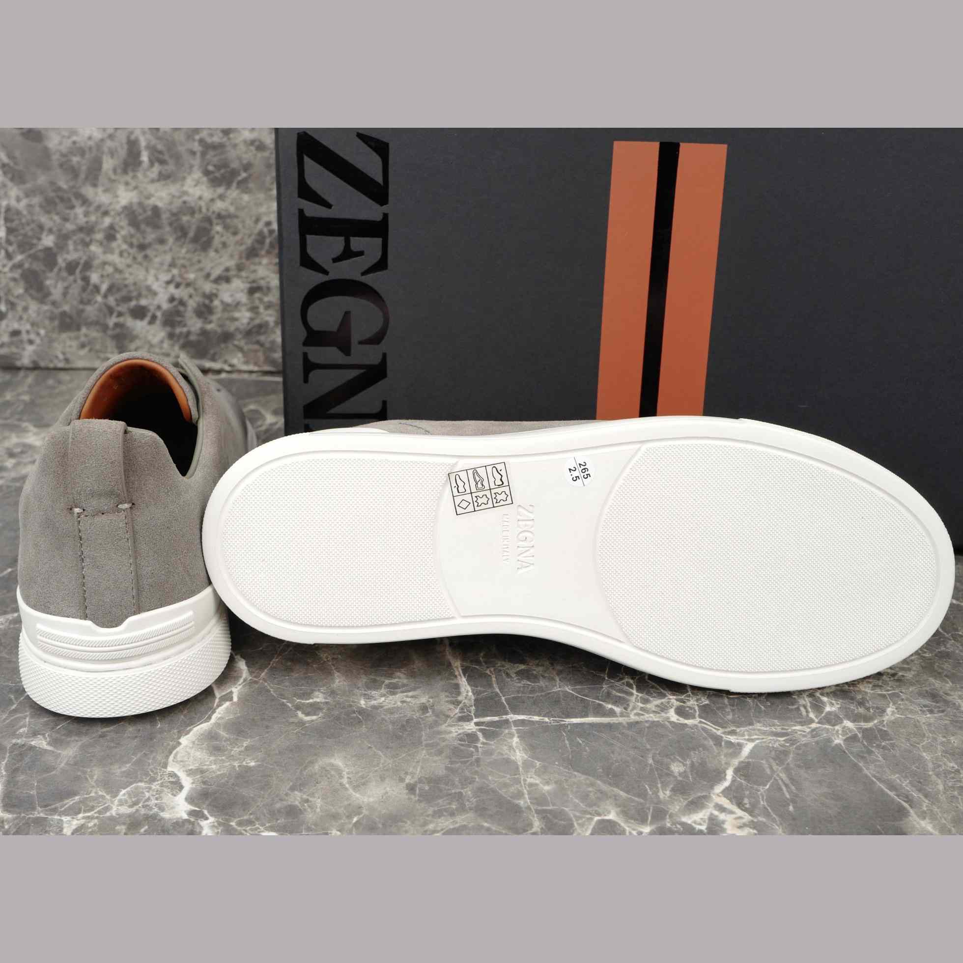 Zegna Utility Blue suede Triple Stitch™ Sneakers - DopestKickz