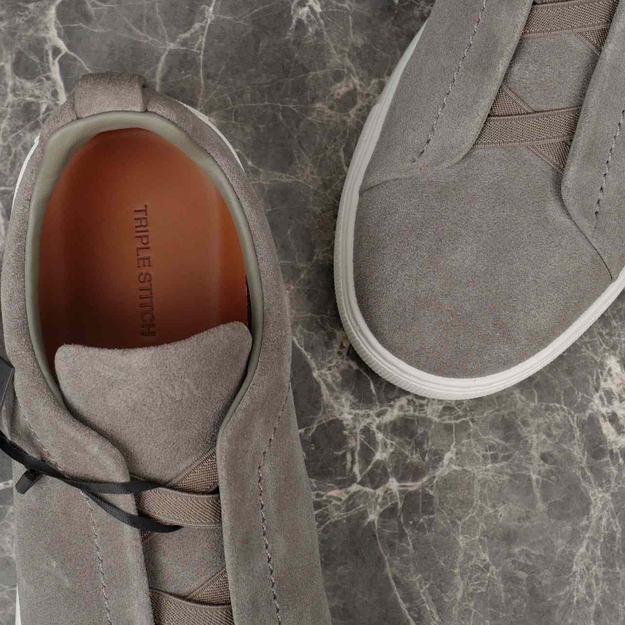 Zegna Utility Blue suede Triple Stitch™ Sneakers - DopestKickz