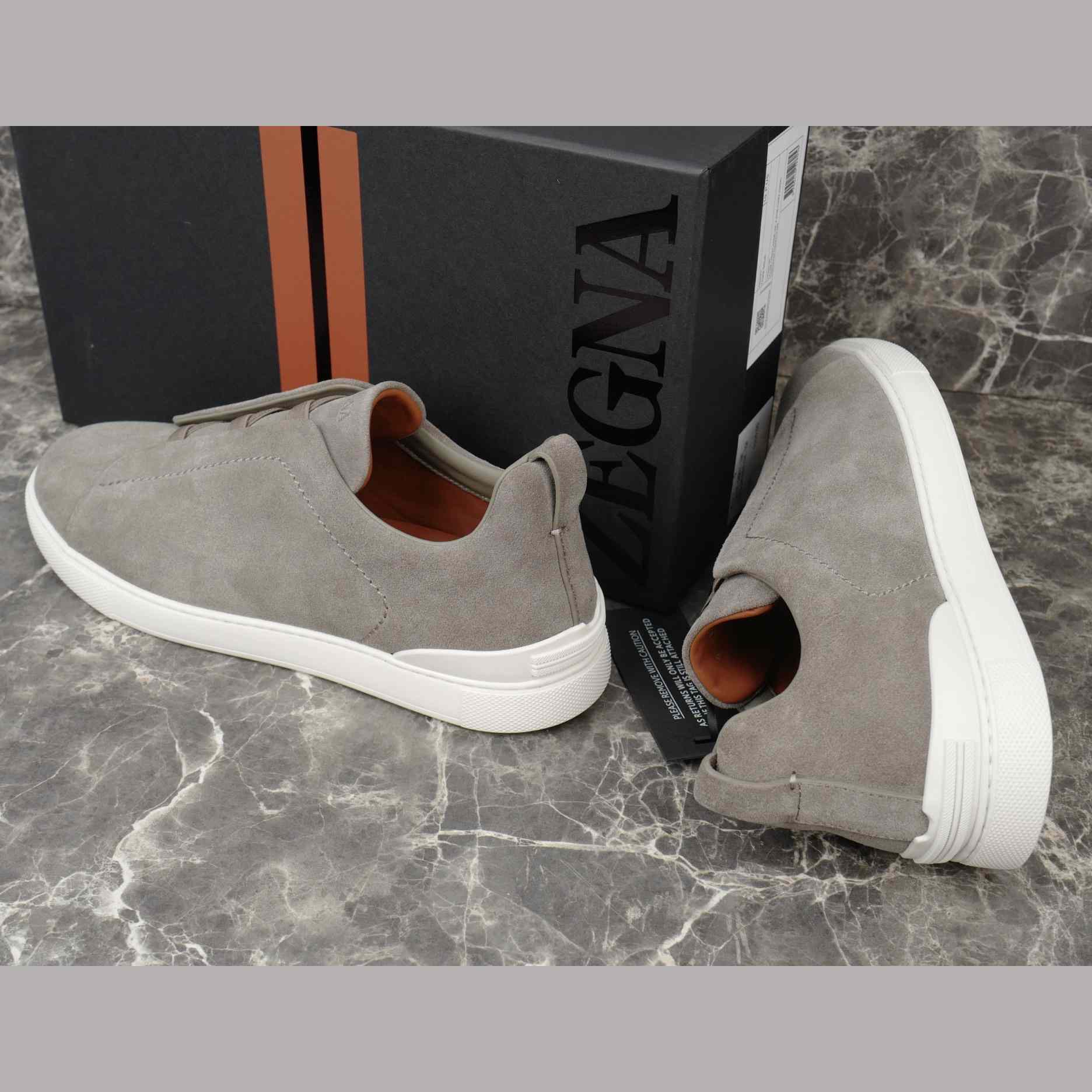 Zegna Utility Blue suede Triple Stitch™ Sneakers - DopestKickz