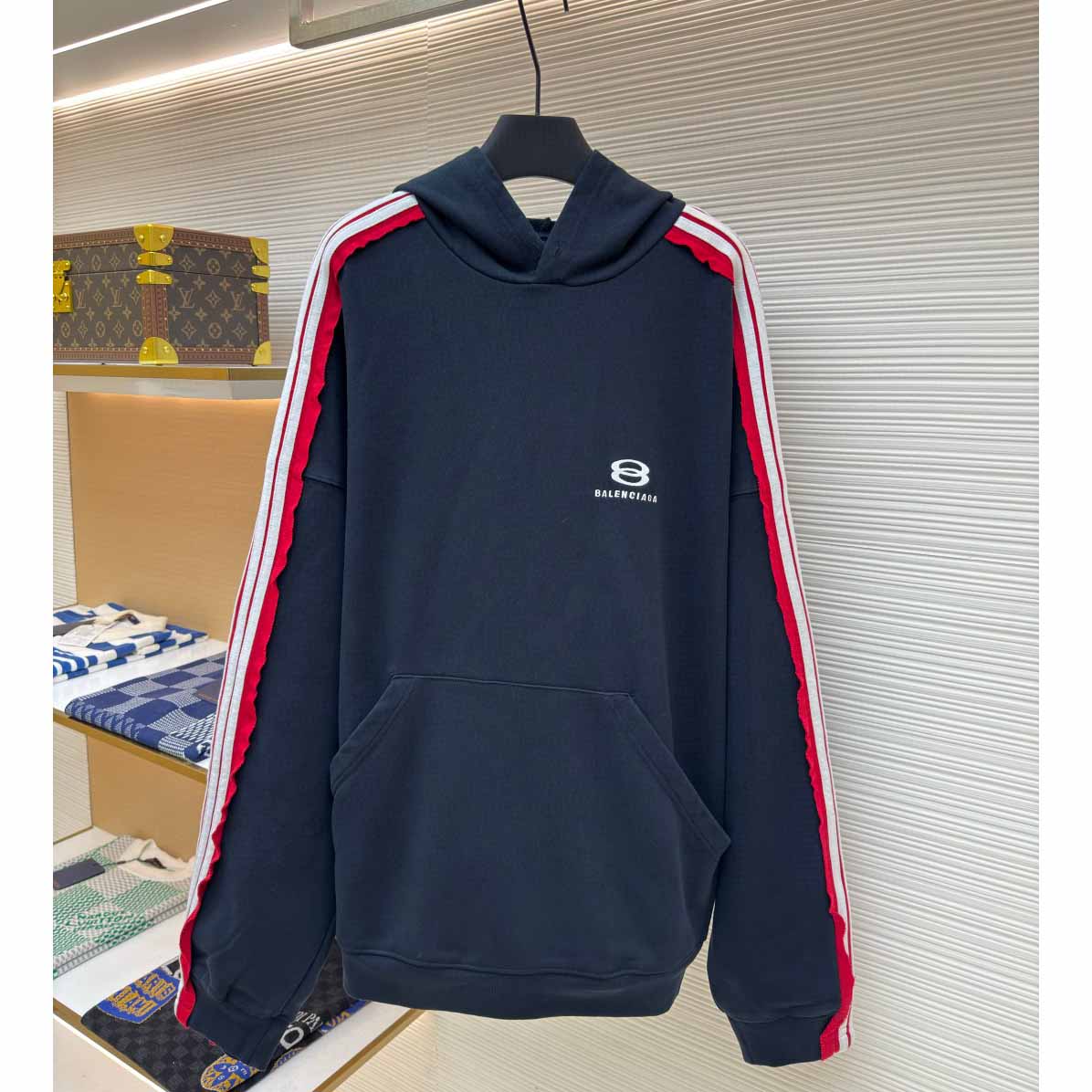 Balenciaga Unity Sports Icon Large Hoodie in faded black and white dry fleece - DopestKickz