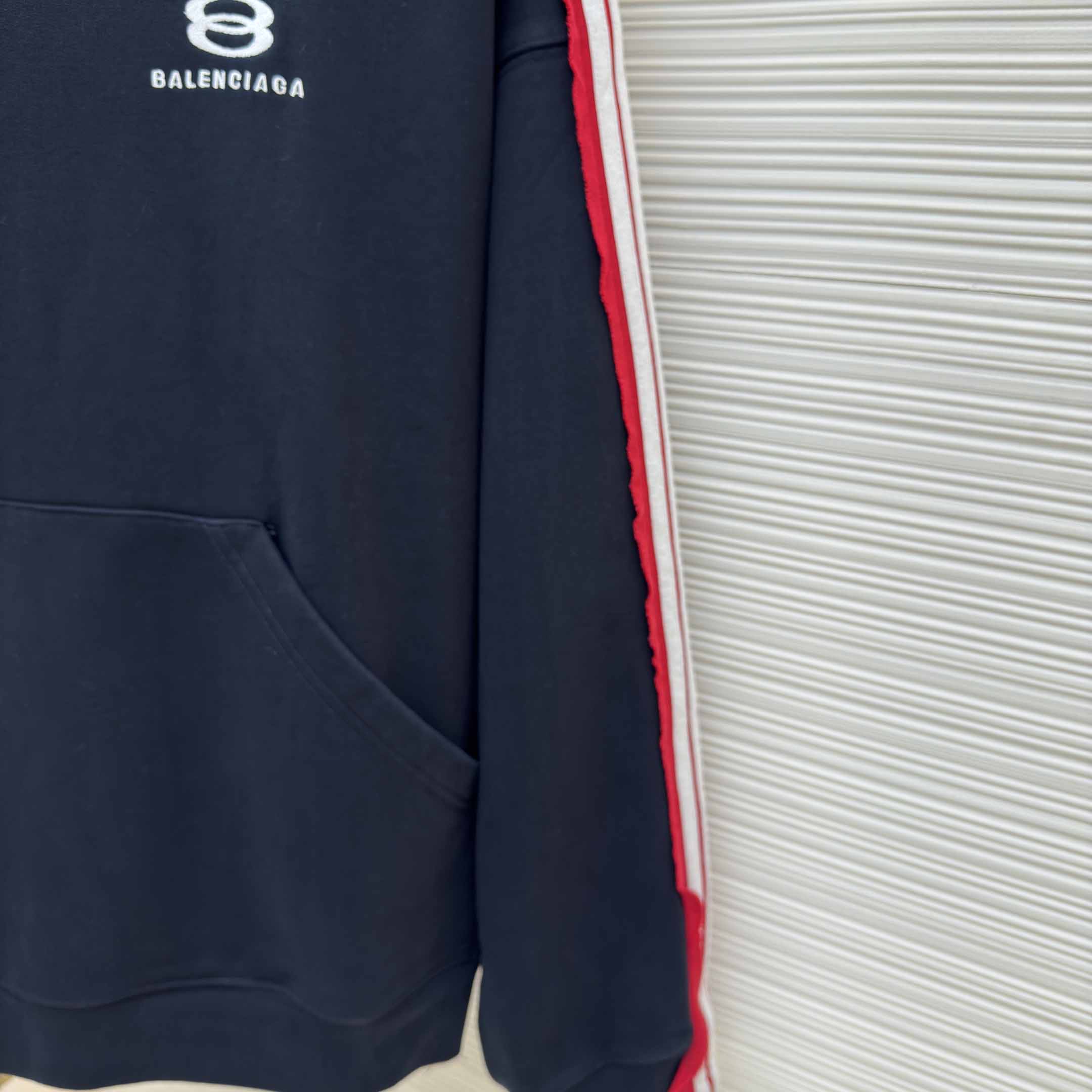 Balenciaga Unity Sports Icon Large Hoodie in faded black and white dry fleece - DopestKickz