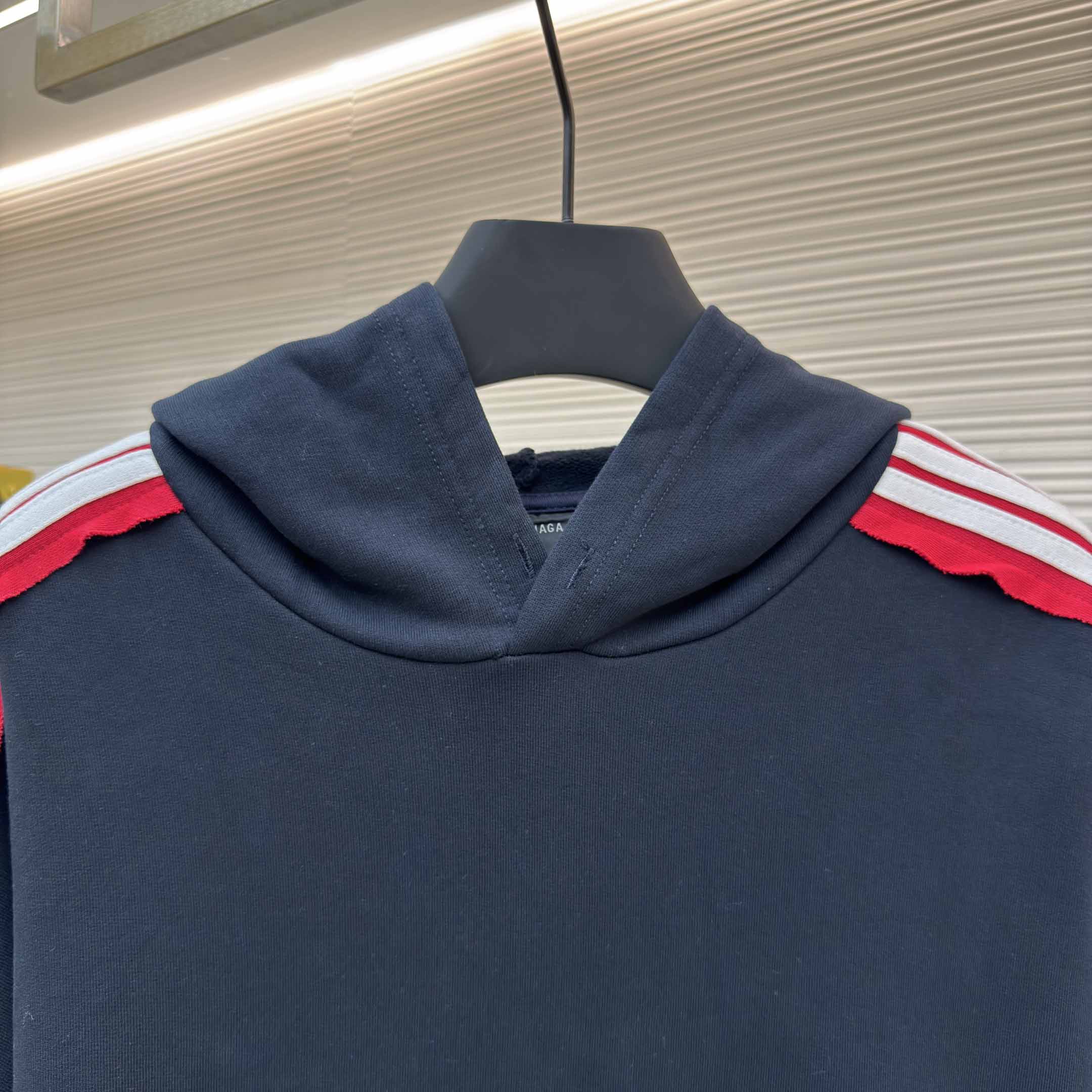 Balenciaga Unity Sports Icon Large Hoodie in faded black and white dry fleece - DopestKickz