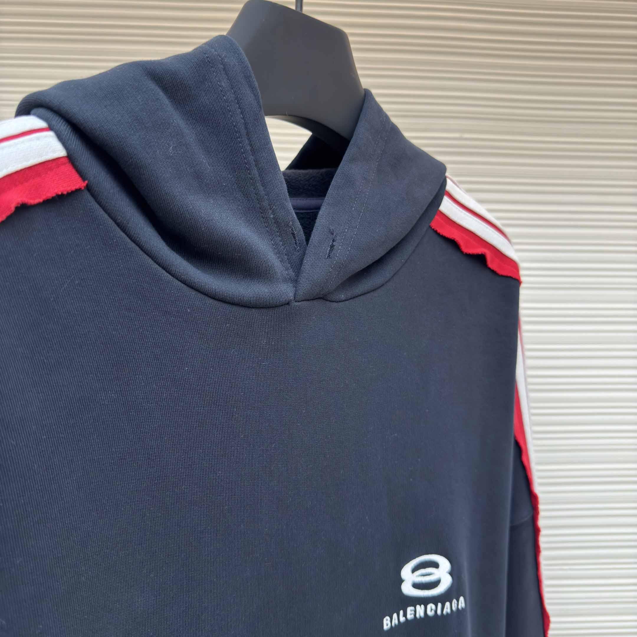 Balenciaga Unity Sports Icon Large Hoodie in faded black and white dry fleece - DopestKickz