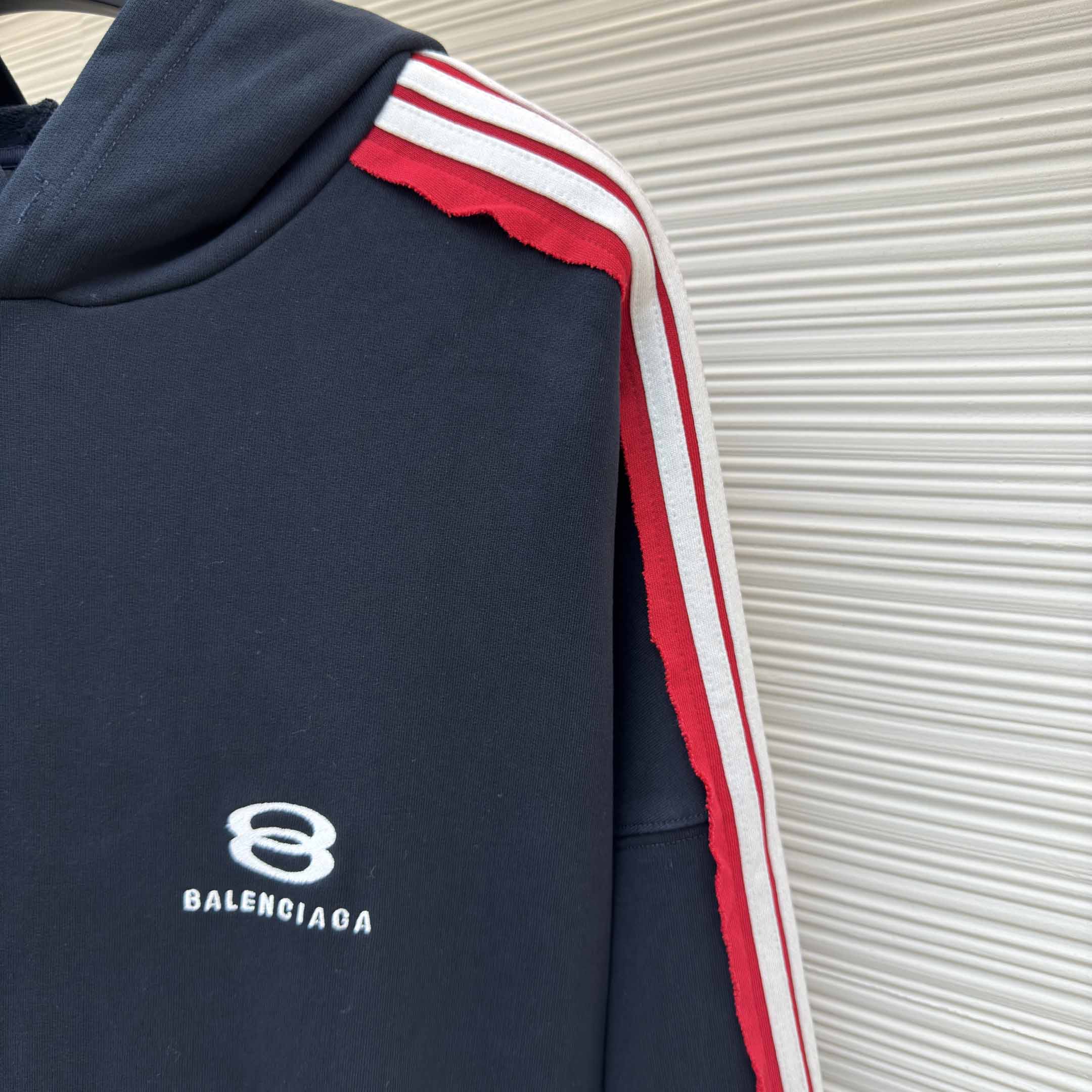 Balenciaga Unity Sports Icon Large Hoodie in faded black and white dry fleece - DopestKickz