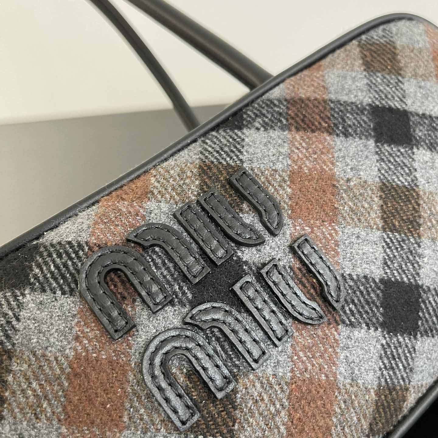 Miu Miu Beau Plaid And Leather Bag - DopestKickz