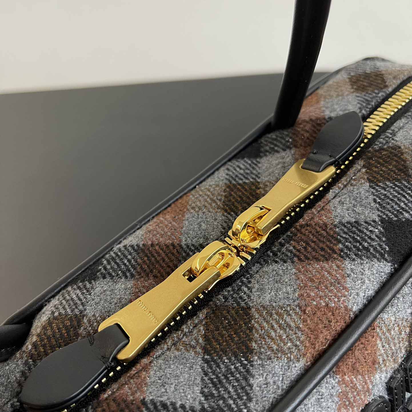 Miu Miu Beau Plaid And Leather Bag - DopestKickz