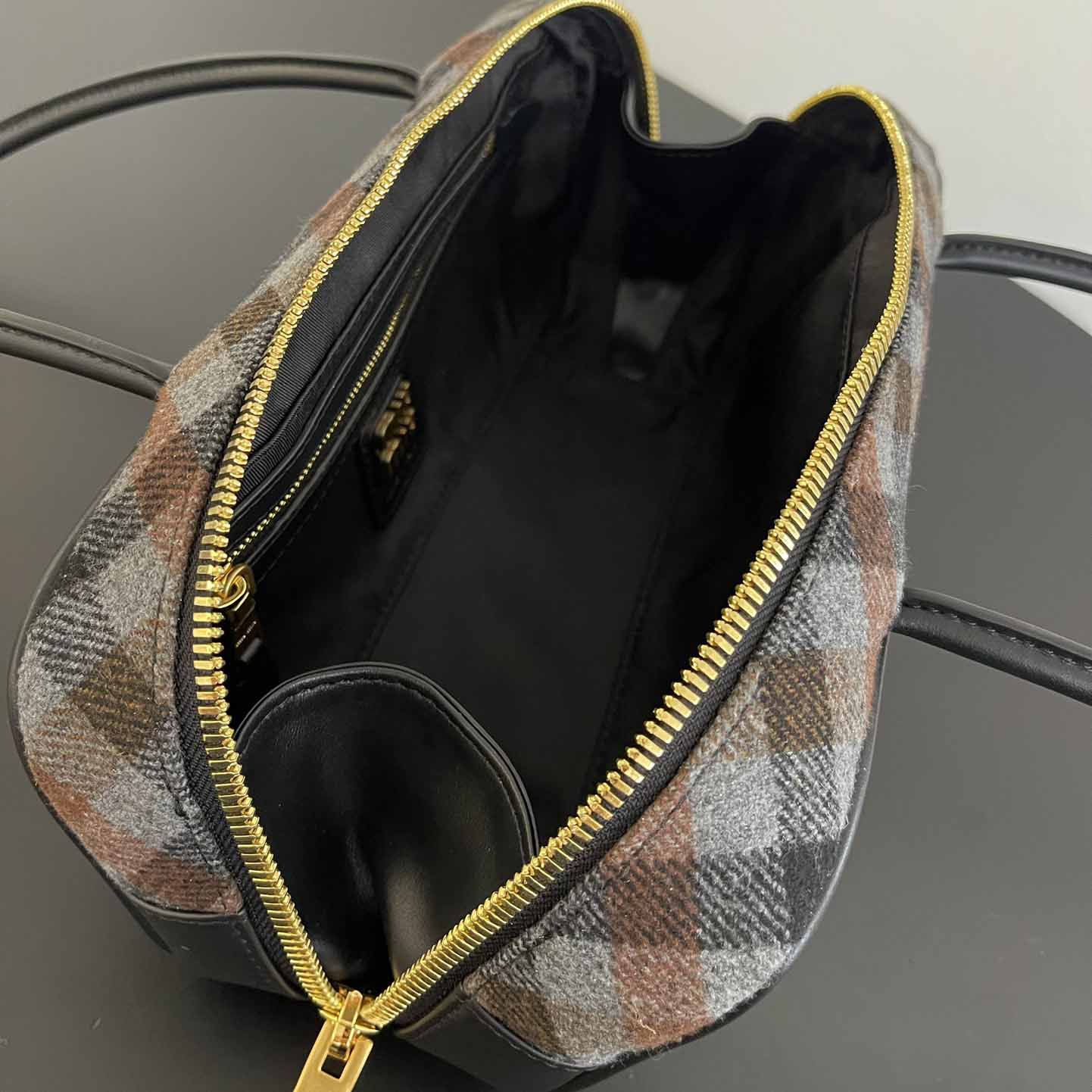 Miu Miu Beau Plaid And Leather Bag - DopestKickz
