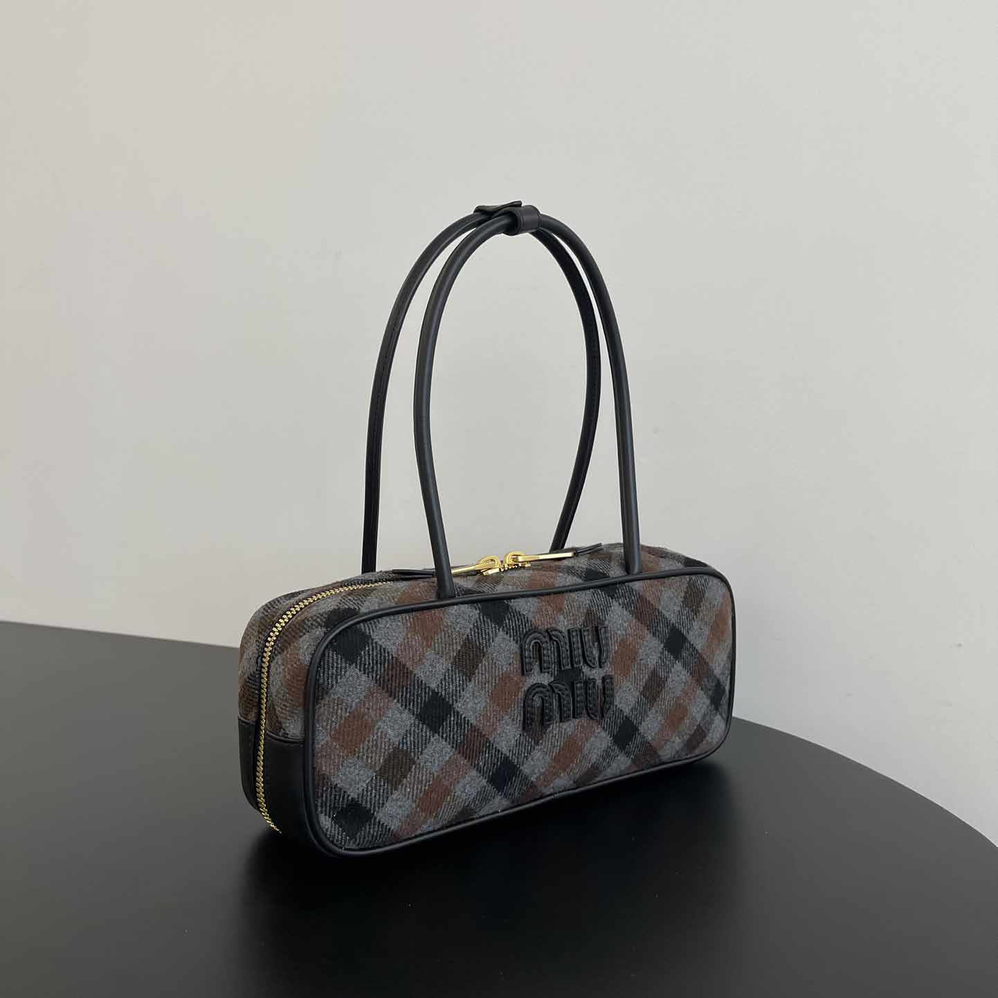 Miu Miu Beau Plaid And Leather Bag - DopestKickz