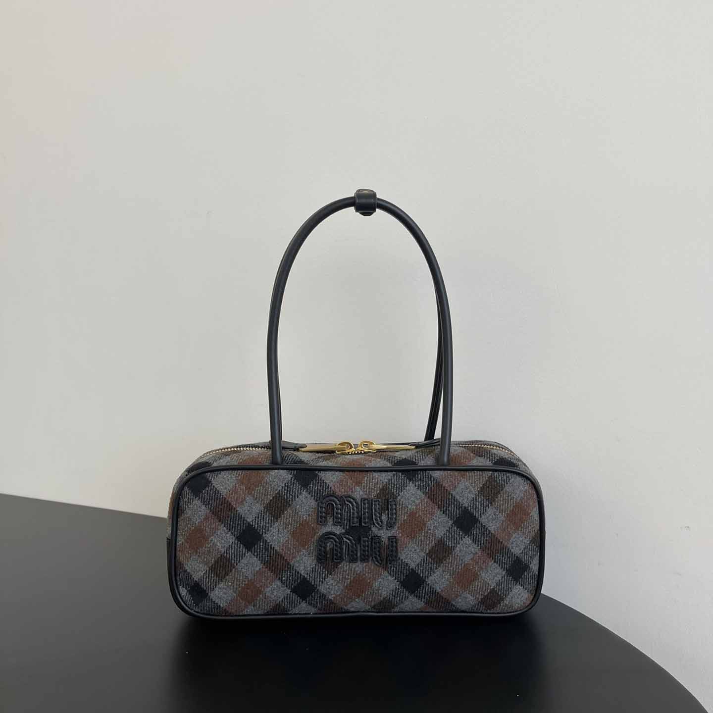 Miu Miu Beau Plaid And Leather Bag - DopestKickz