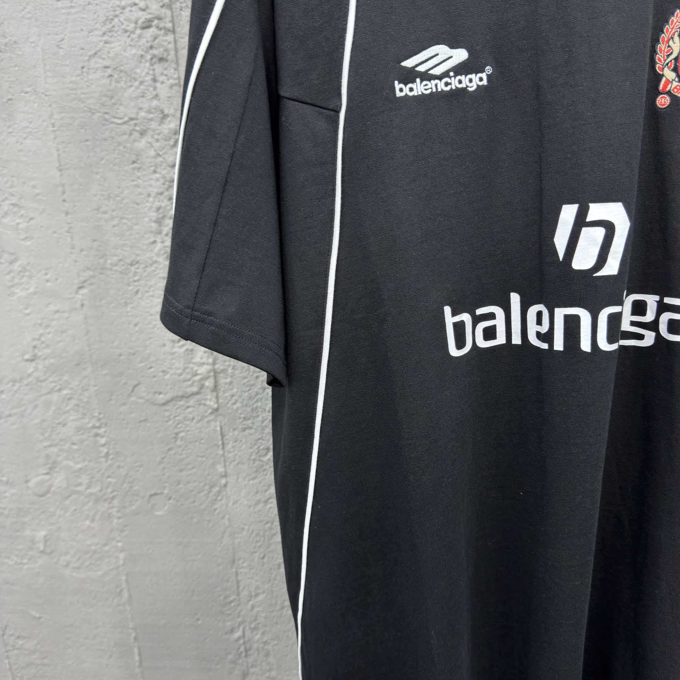 Balenciaga Paris Soccer T-Shirt Oversized In Black - DopestKickz