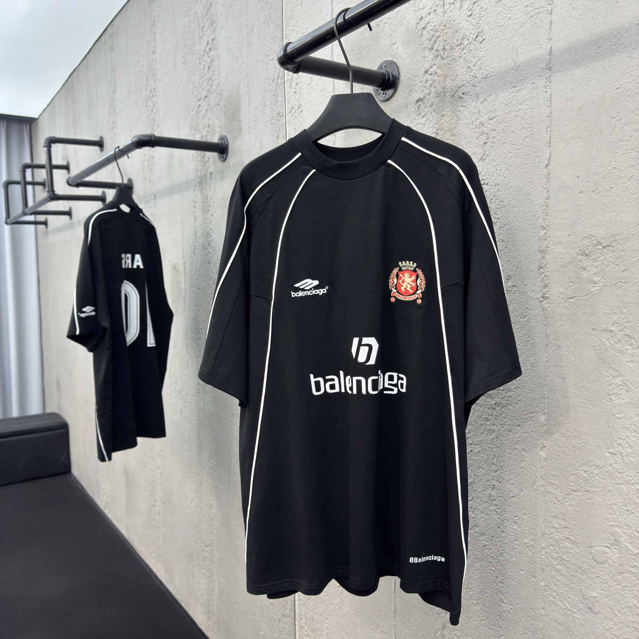 Balenciaga Paris Soccer T-Shirt Oversized In Black - DopestKickz