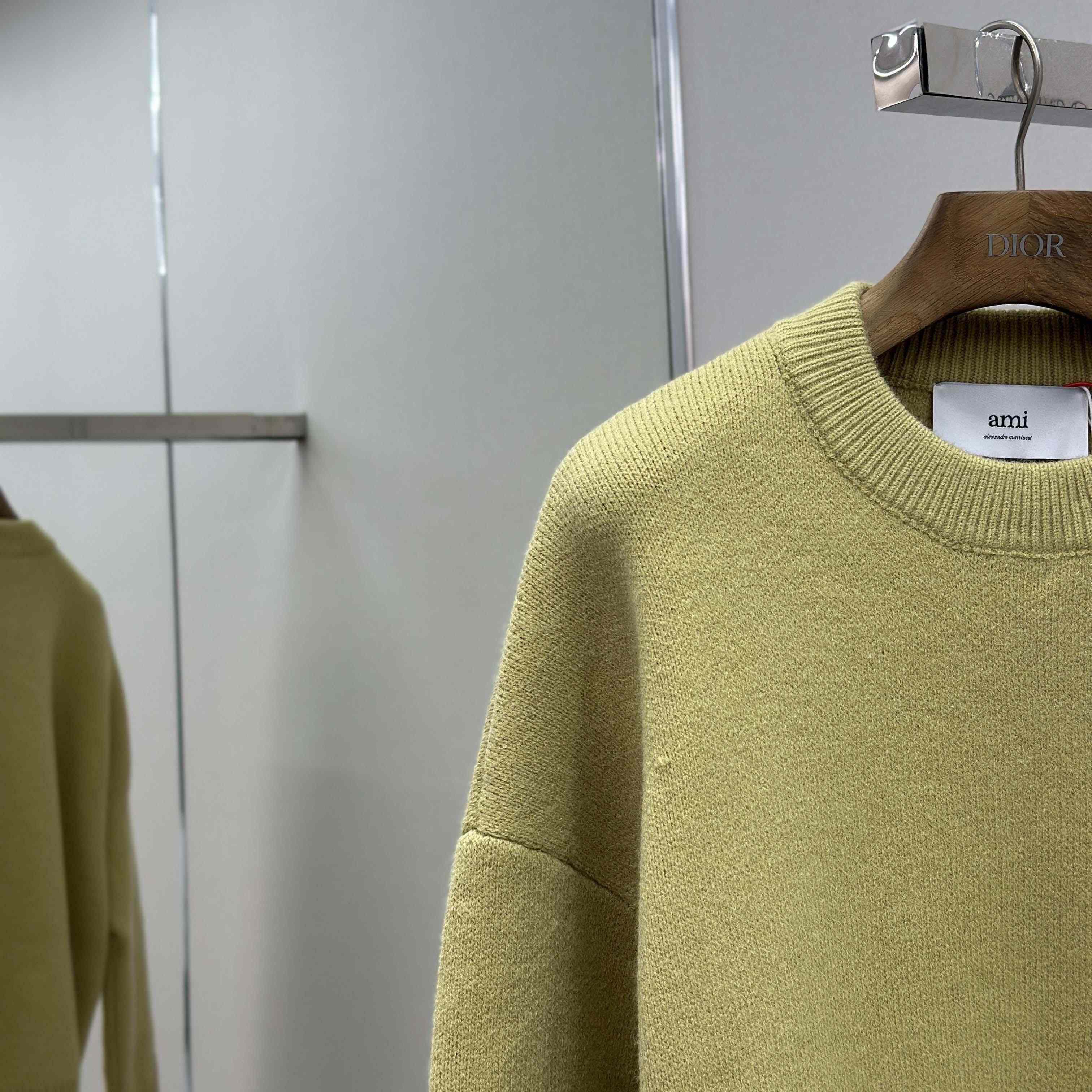 AMI Paris Yellow Alpaca Ami De Coeur Crewneck Sweater - DopestKickz