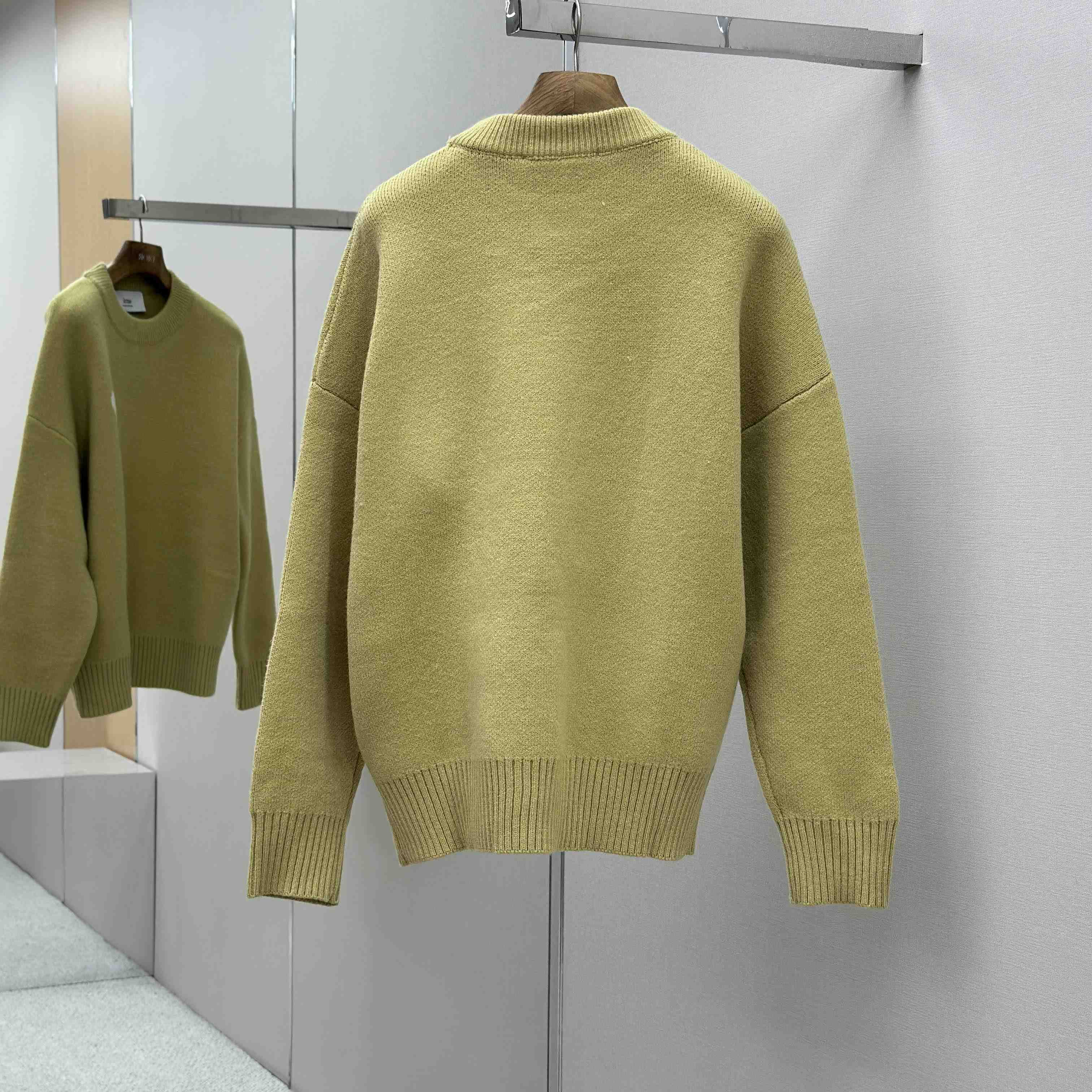 AMI Paris Yellow Alpaca Ami De Coeur Crewneck Sweater - DopestKickz